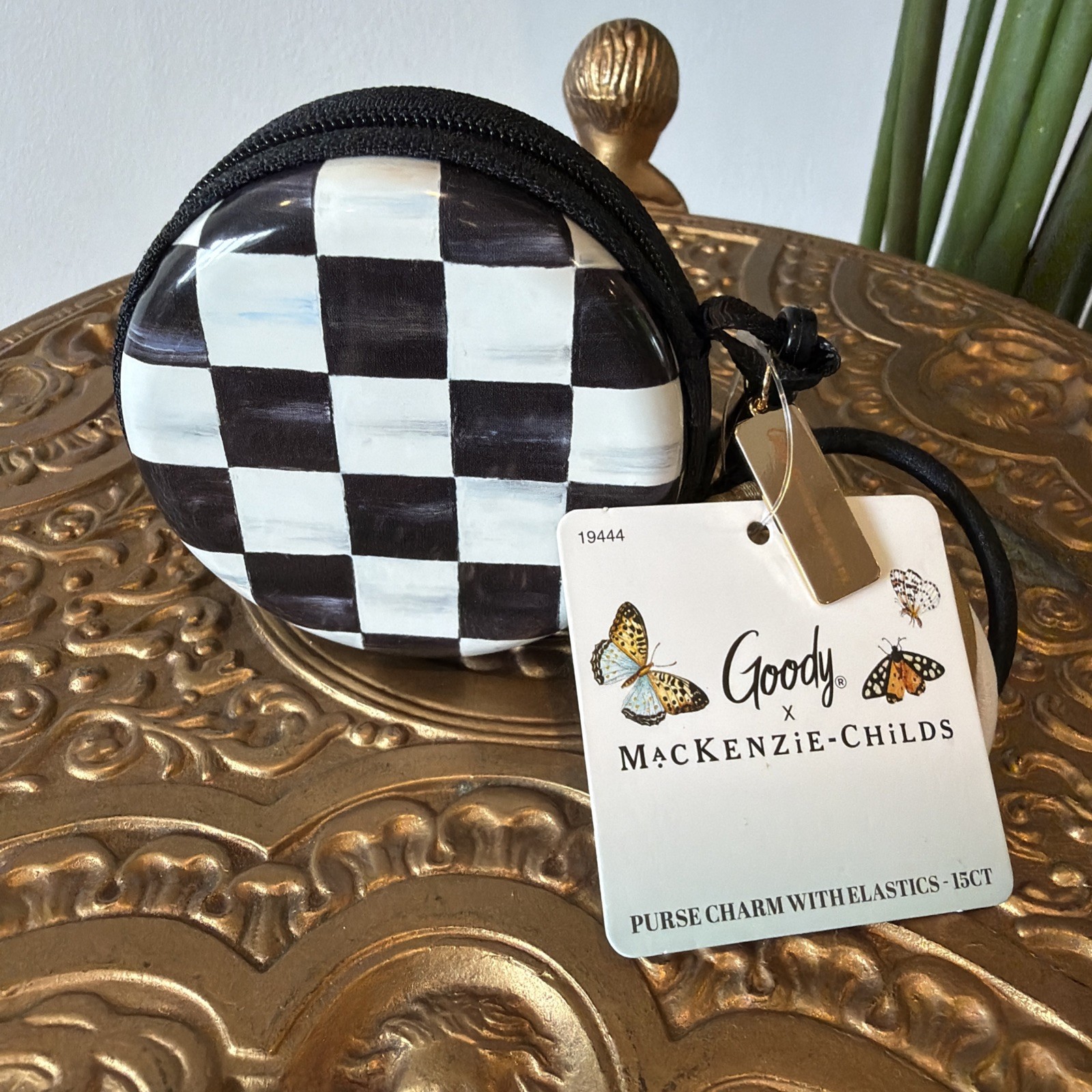 NWT Goody x MacKenzie Childs Courtly Check Purse Charm Elastics 15 CT Key Chain