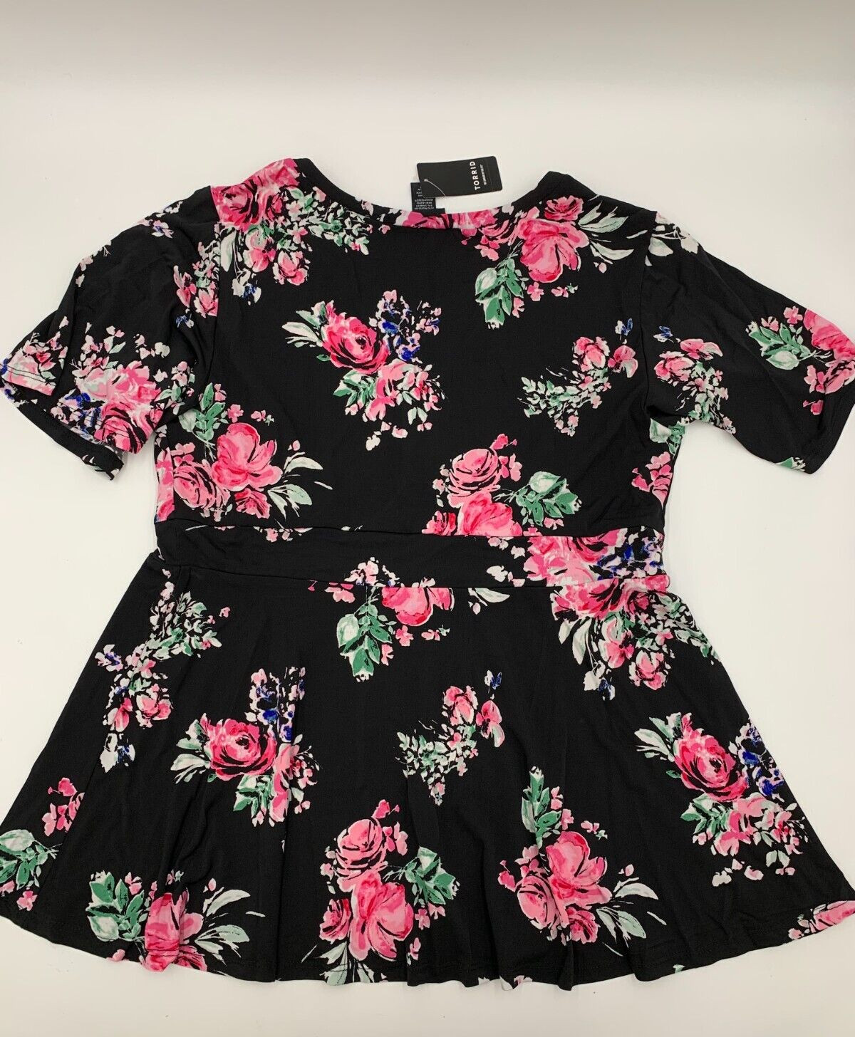 Torrid Soft Rose Petal Fluttery Sleeve Blouse Black Plus Size 1 1X 14 16 #G56278
