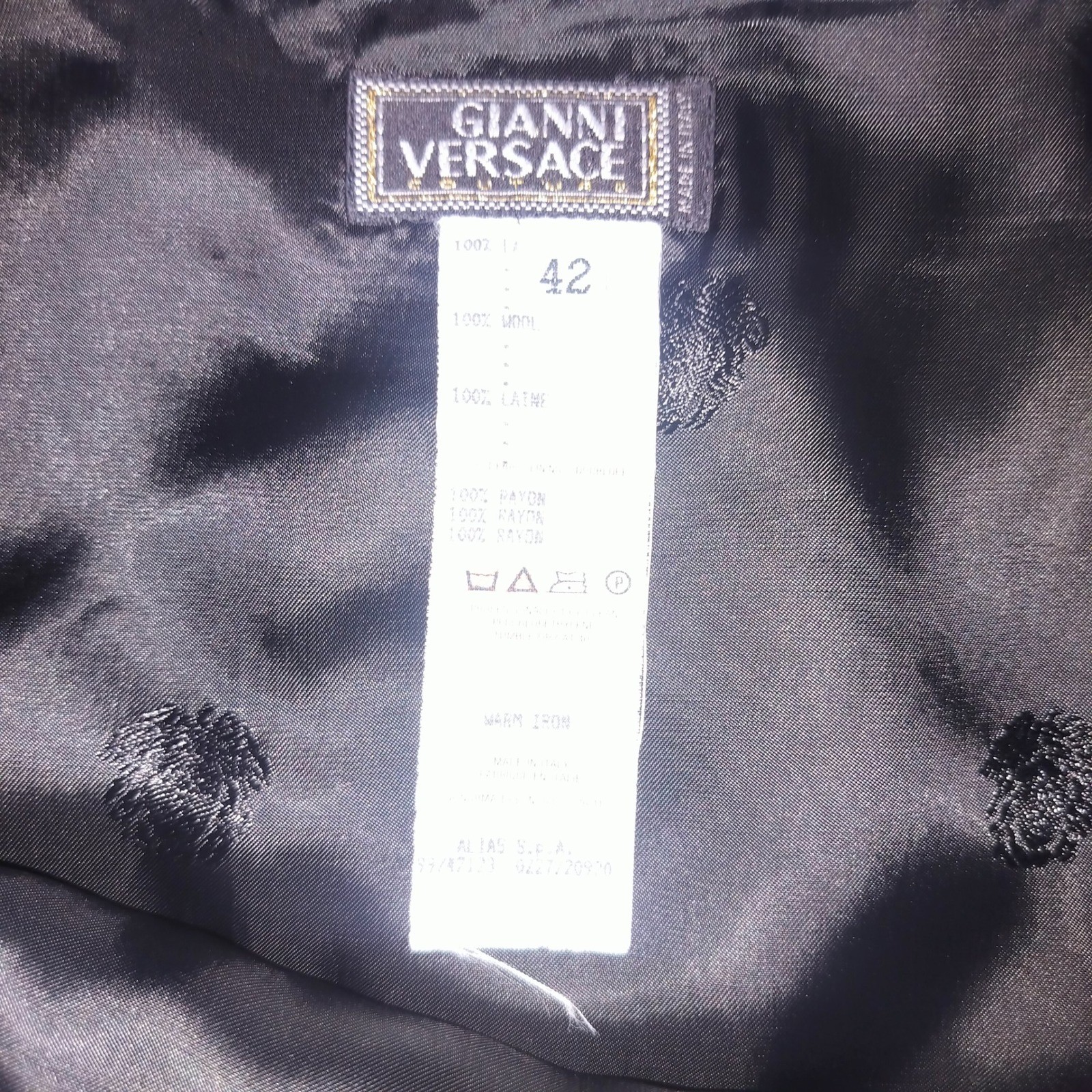 Gianni Versace Couture Black Wool Pencil Skirt Medusa Lining IT 42 Made in Italy