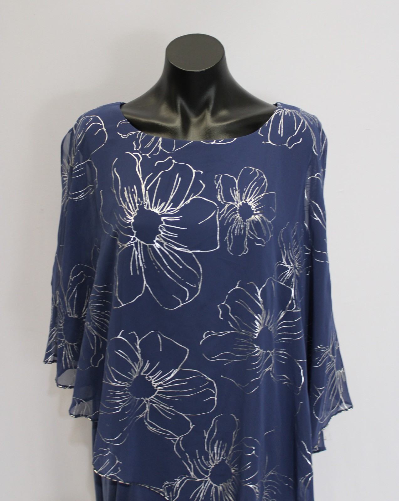 Ignite Evenings Womens Plus Asymmetric Overlay Beaded Dress CL8 Navy Size US:14W
