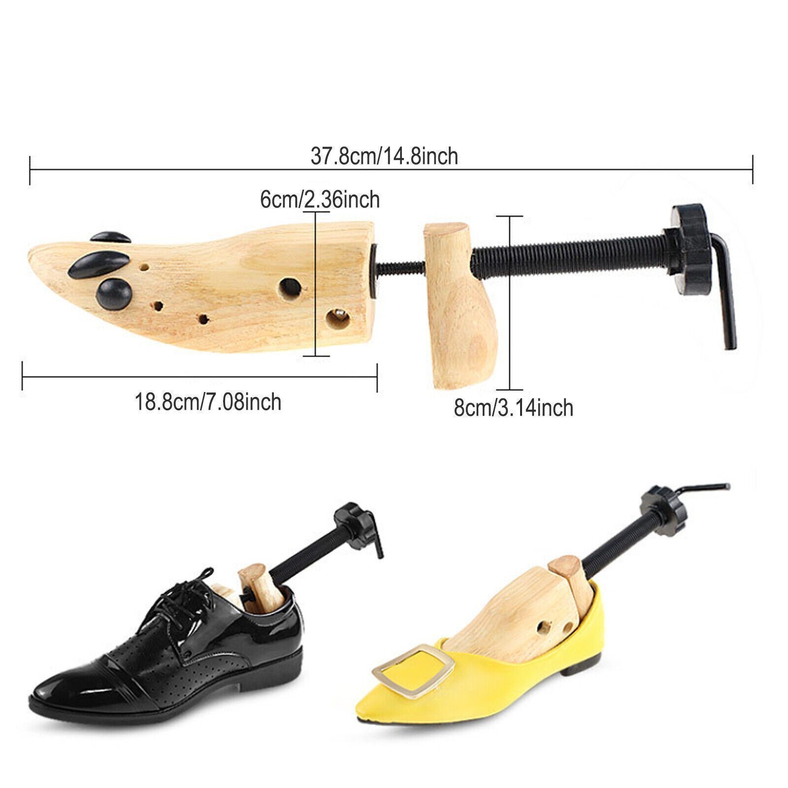 2025 One Pair 2-way Wooden Adjustable Shoe Stretcher for Men Women Size 9-13 New