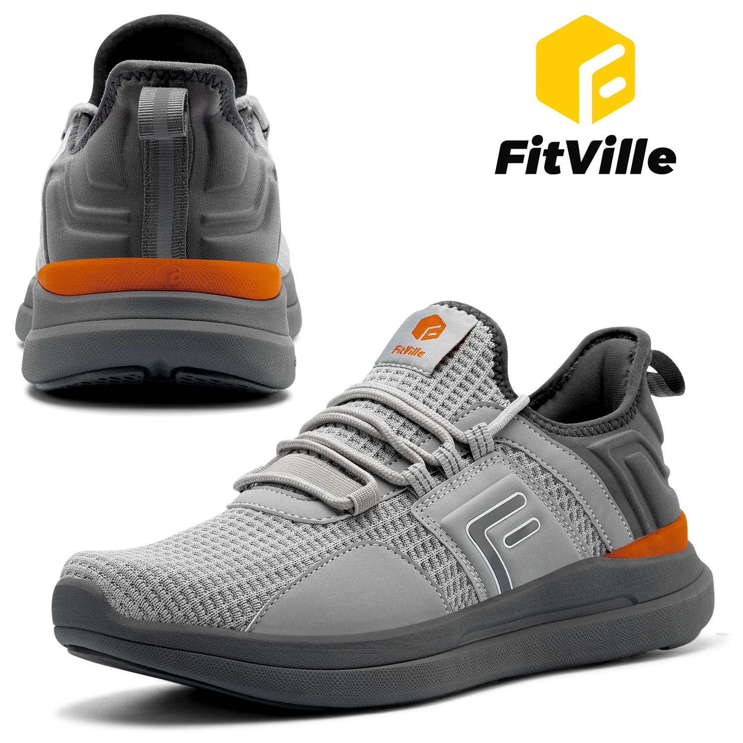FitVille Men’s Running Walking Shoes Extra Wide Athletic Trainers Sneakers Gray