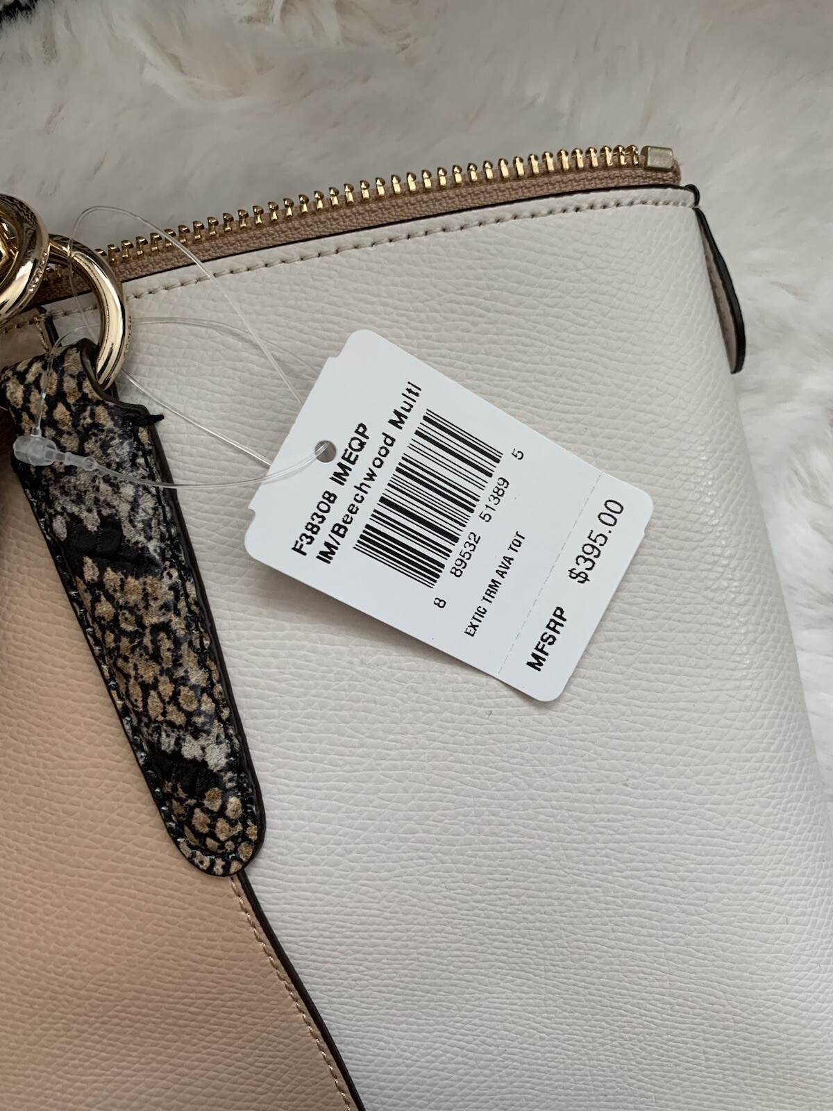 New Coach AVA TOTE IN EXOTIC EMBOSSED LEATHER TRIM F38308