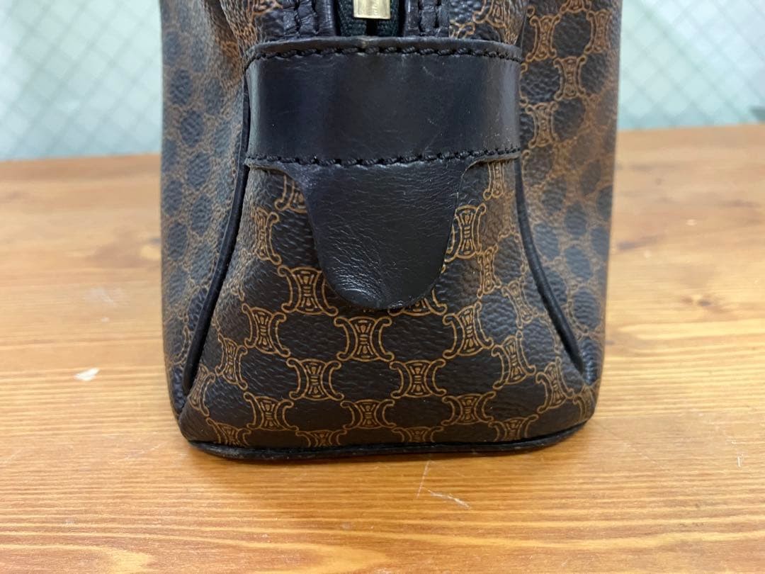 CELINE Mini Boston Bag Macadam PVC Leather Brown Authentic From Japan used