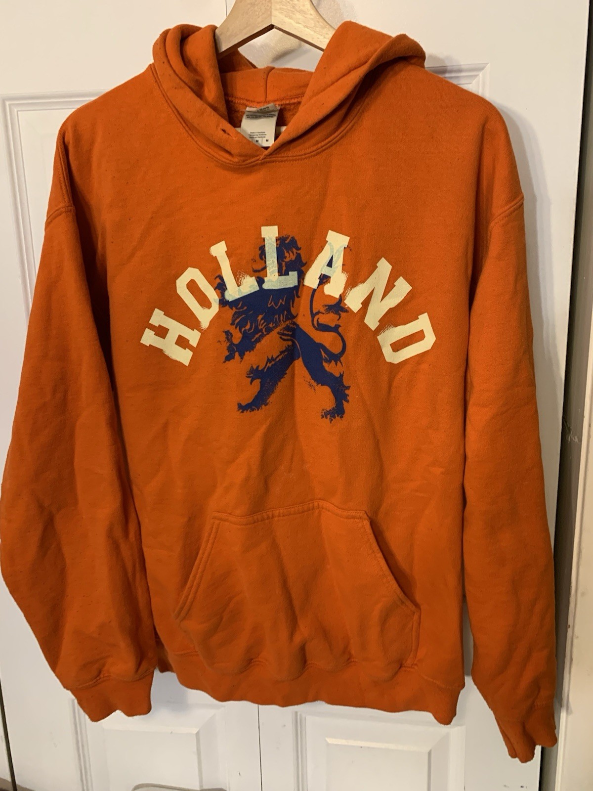 HOLLAND Netherlands Unisex Hoodie Size Medium Orange Gildan