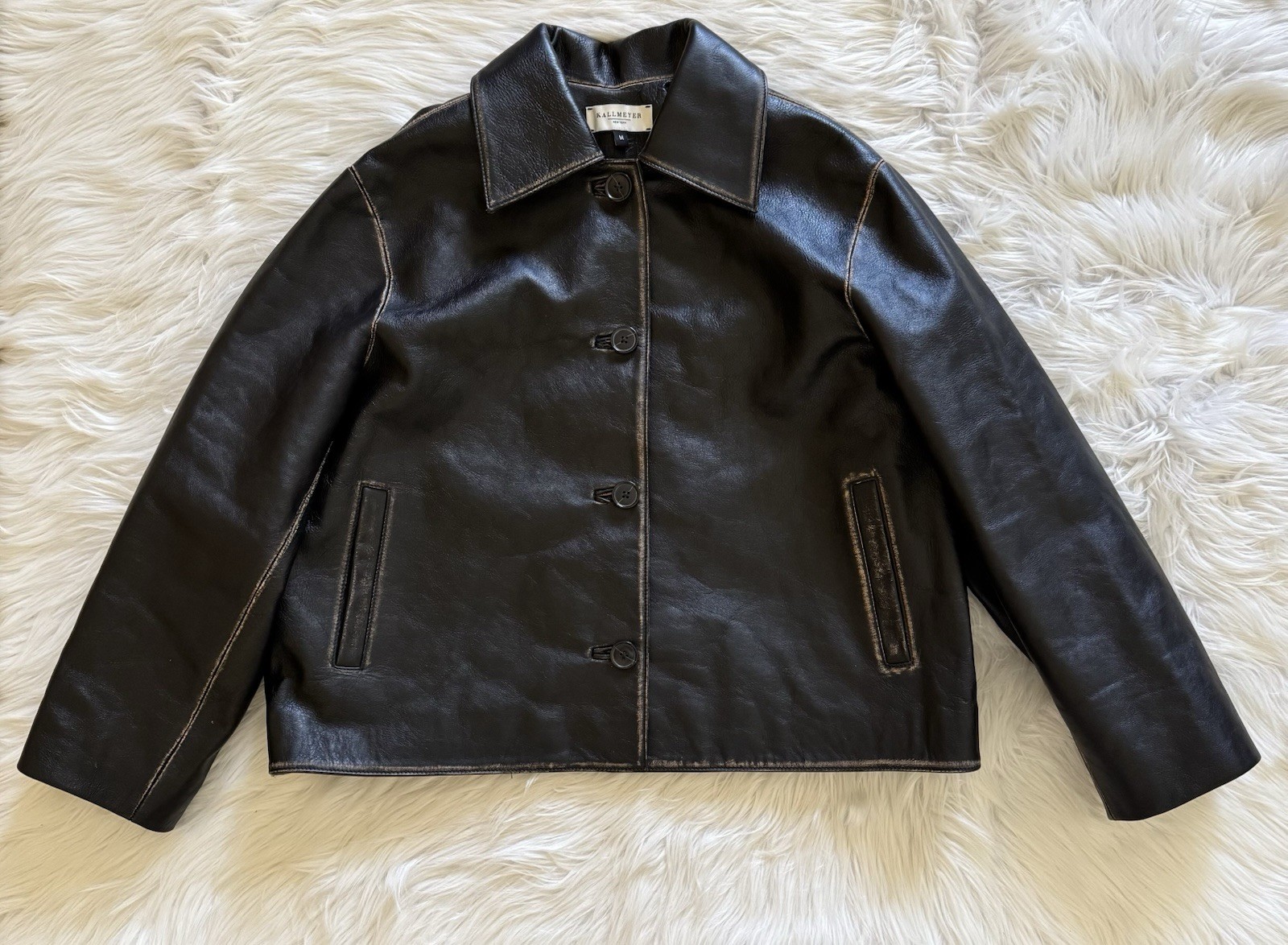 Kallmeyer Remi Cropped Jacket Leather Black Distressed Medium