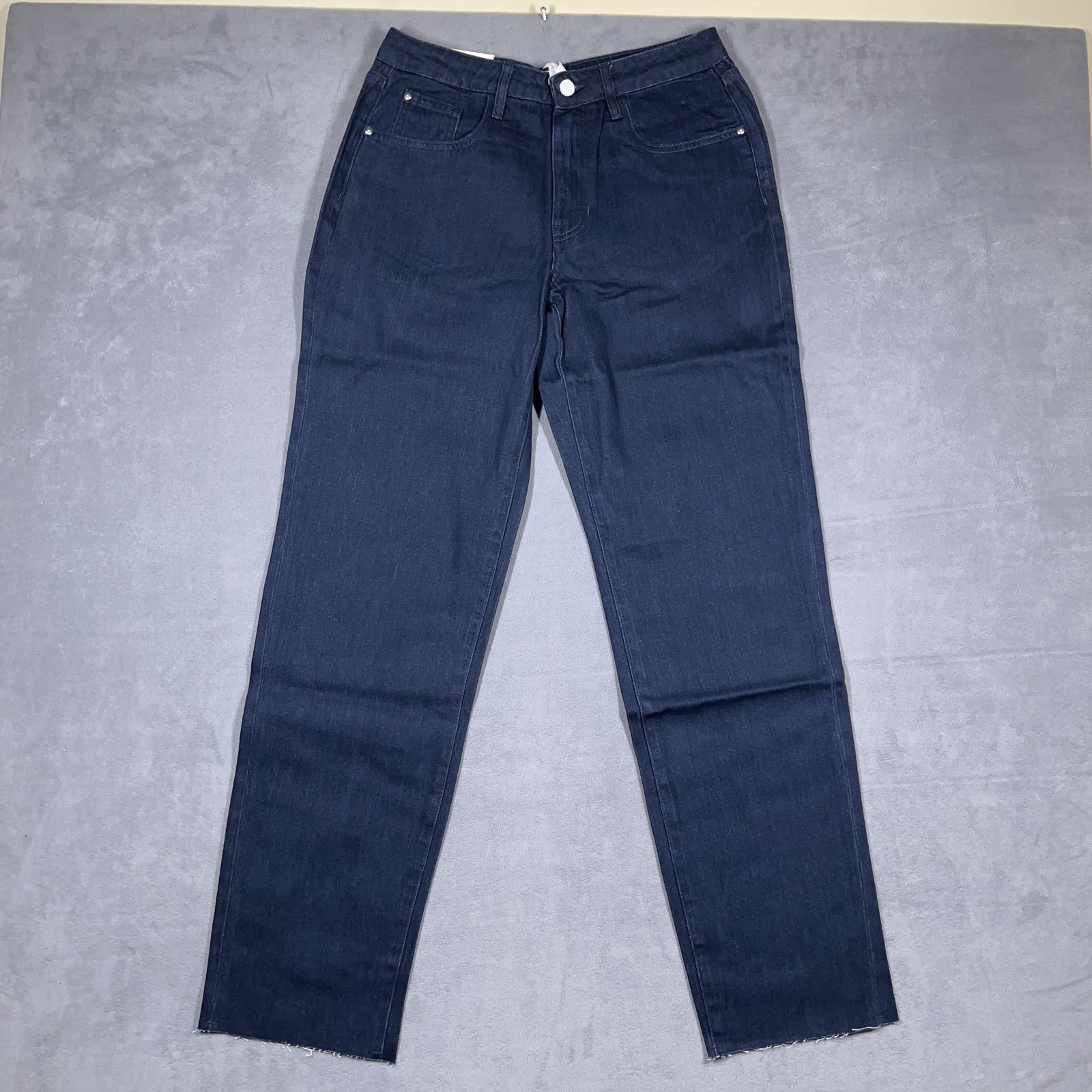 WeWoreWhat Jeans Womens 27 Blue Low Rise Dad Rigid Straight Leg Frayed Hem NWT