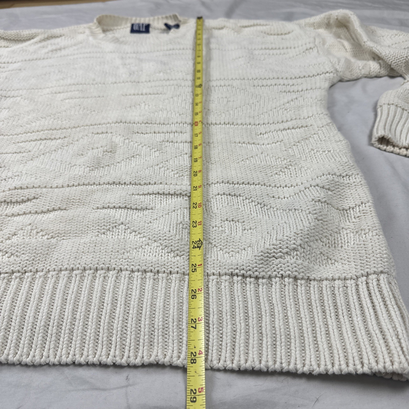 Vintage 90s Gap Men’s L Pullover Cotton Ramie Sweater Chunky Knit Cream