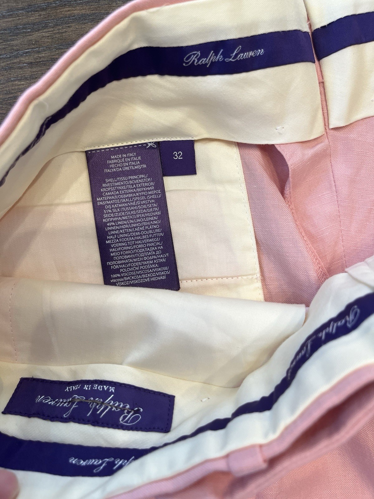 Ralph Lauren Purple Label Linen Pleated Trouser