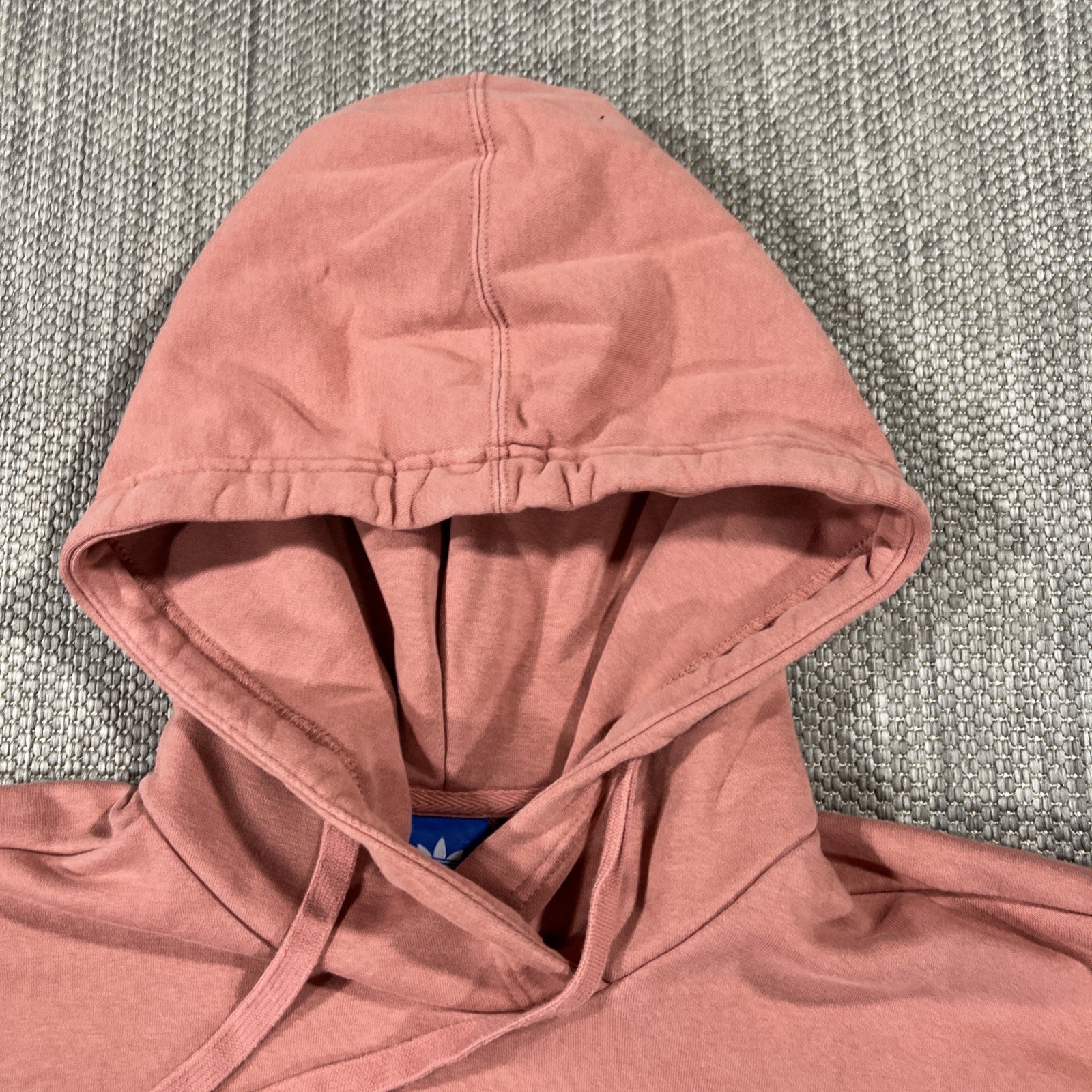 Adidas Hoodie Men’s S Salmon Pink Pullover Kangaroo Pocket Athletic Sweatshirt
