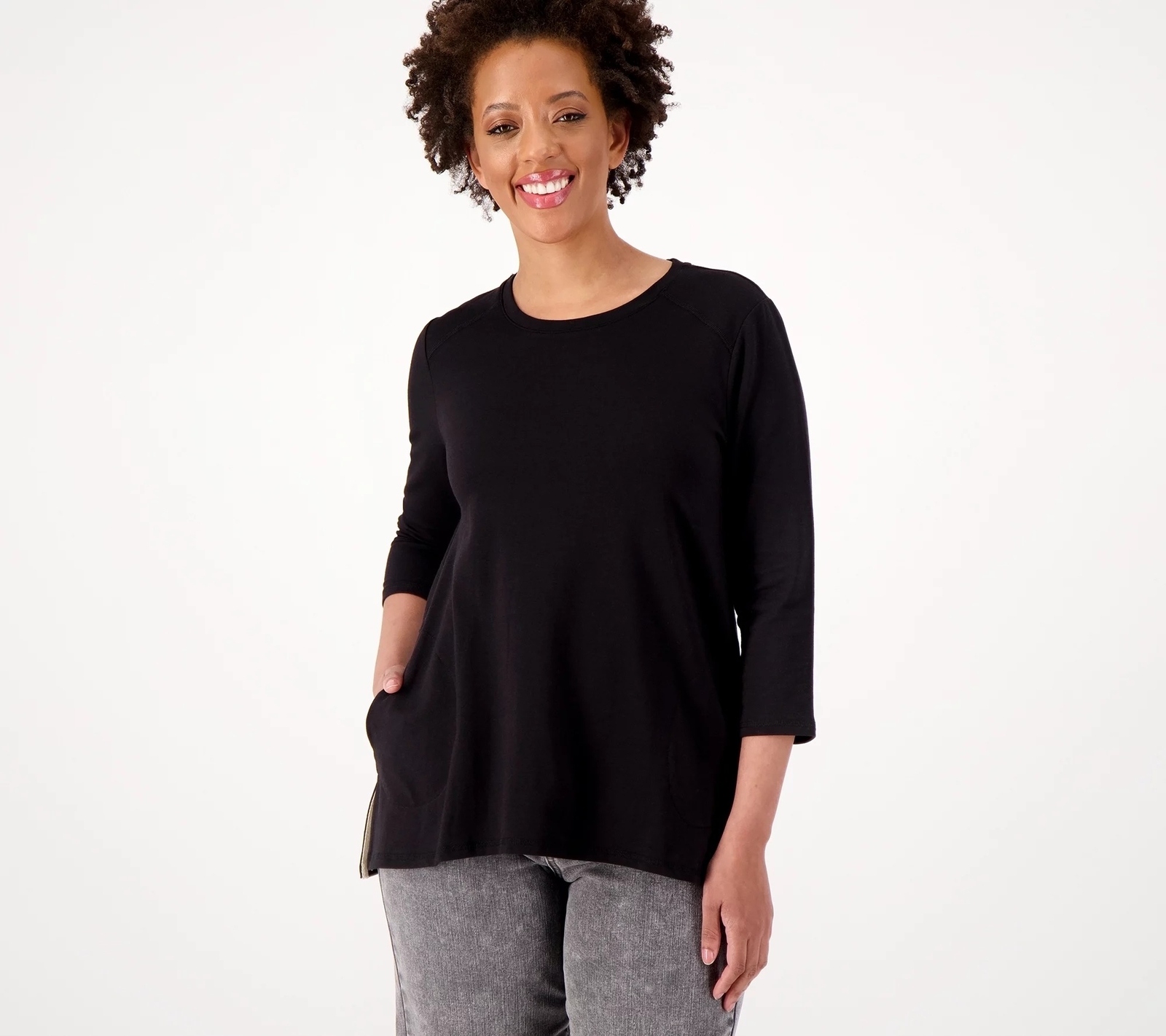 LOGO by Lori Goldstein Rayon made from Bamboo Shirt Black XXS New