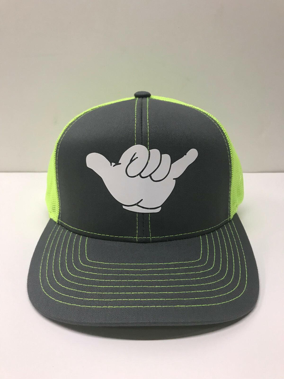 Hang Ten Shaka Sign 6 Panel Snapback Trucker Mesh Hat Pacific Headwear 104C
