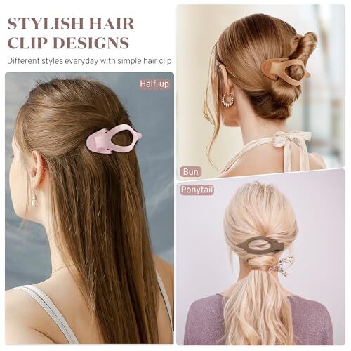 Flat Hair Clips for Women, 8 Pack Black, Grey,Khaki, White, Brown, Purple, Pink