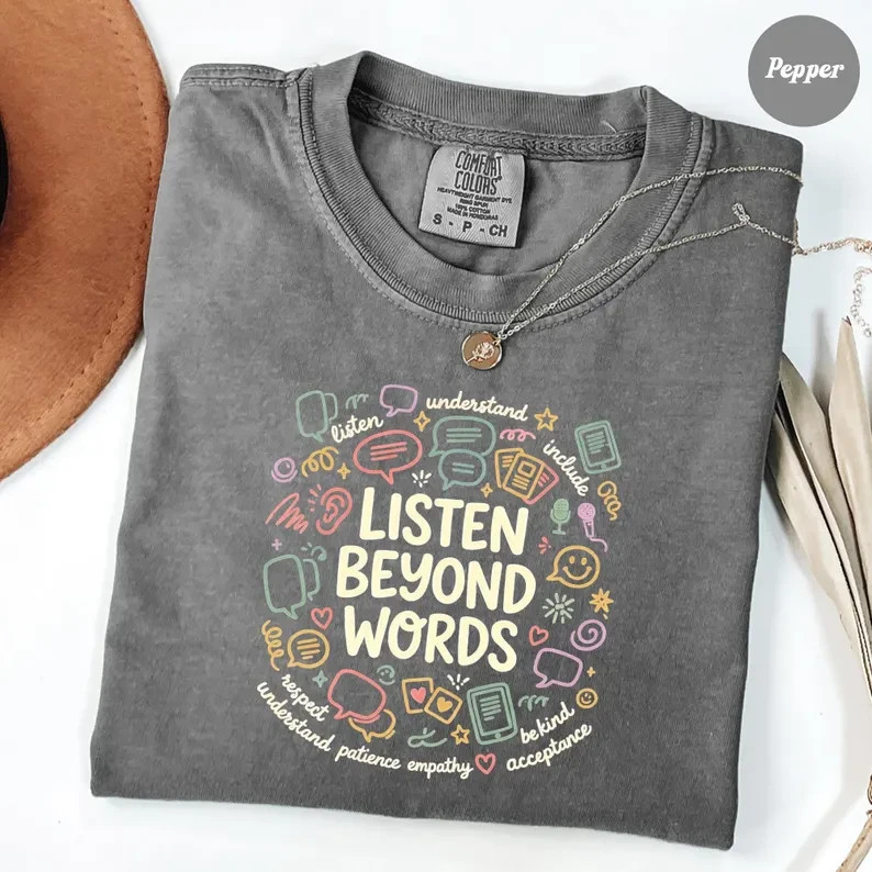 Listen Beyond Words Empathy Autism Awareness Vintage 90s Graphic T-Shirt