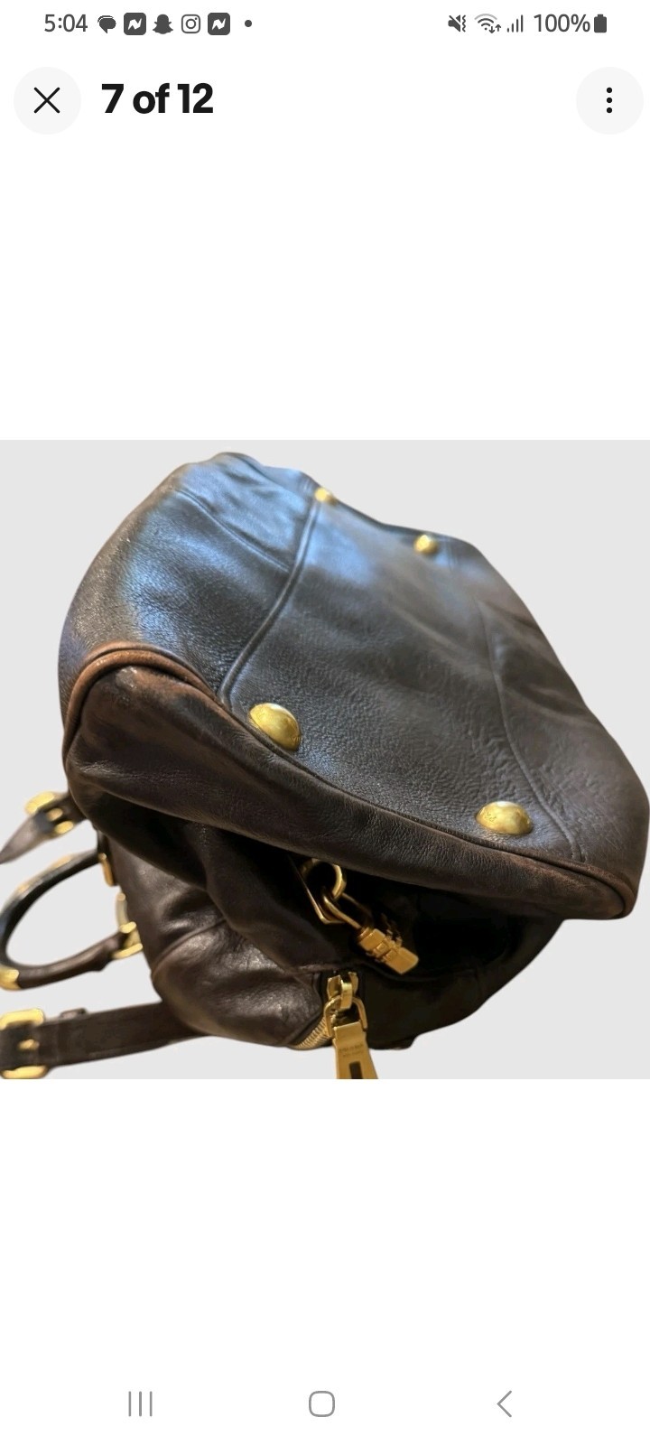 Prada Vitello Brown Leather Bowler Satchel Shoulder Bag Gold Hardware