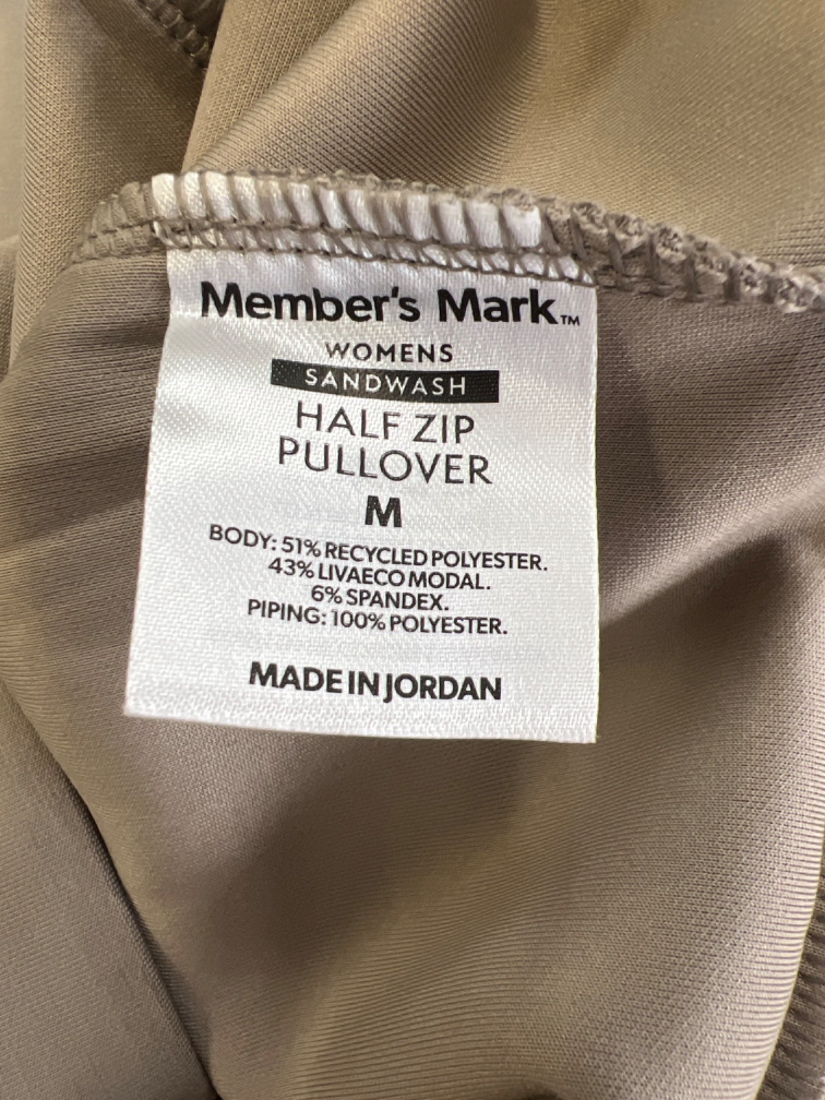 Member’s Mark Women’s Gray Sandwash Half Zip Pullover Jacket – M