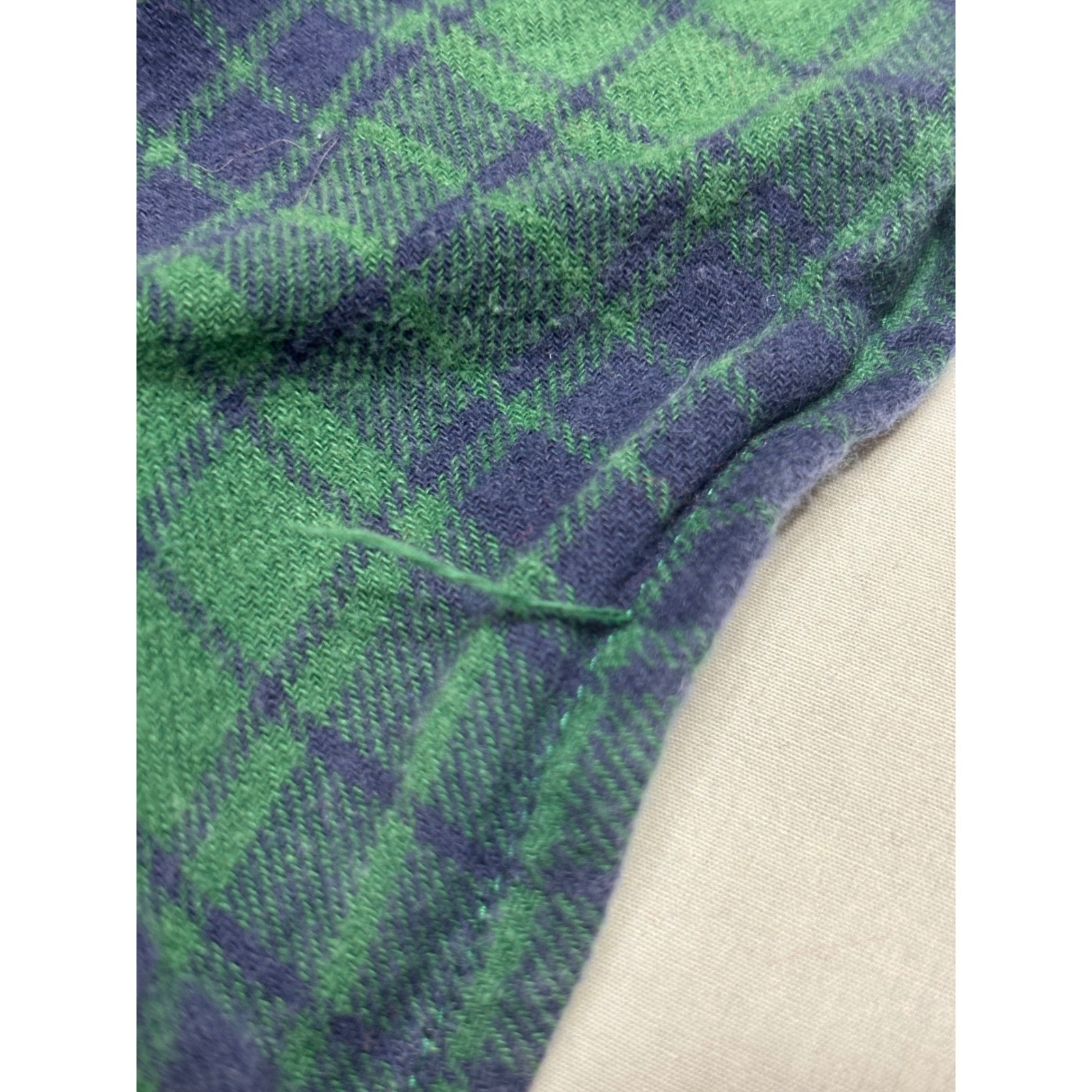 Chaps Mens XXL Brushed Flannel Shirt Green Navy Blue Plaid Long Sleeve Cotton
