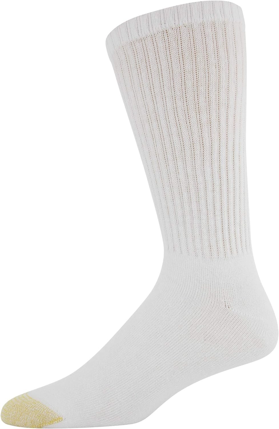 6 Pair Gold Toe Mens Cotton Crew Athletic Sock White Sock Size 13-15 Shoe 12-16