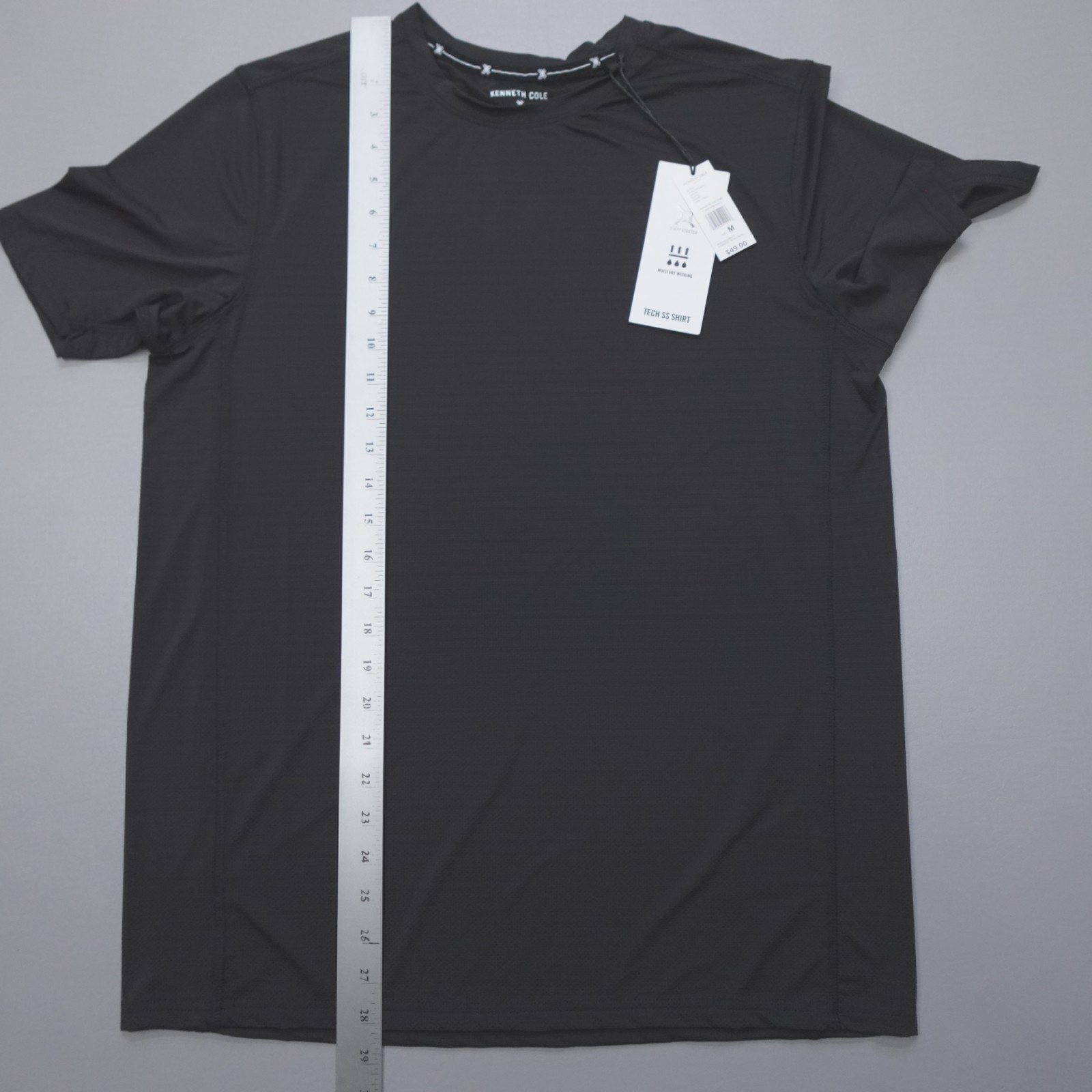 Kenneth Cole Men’s Tech SS Shirt Silky Mesh Stretch Wicking Soft Black
