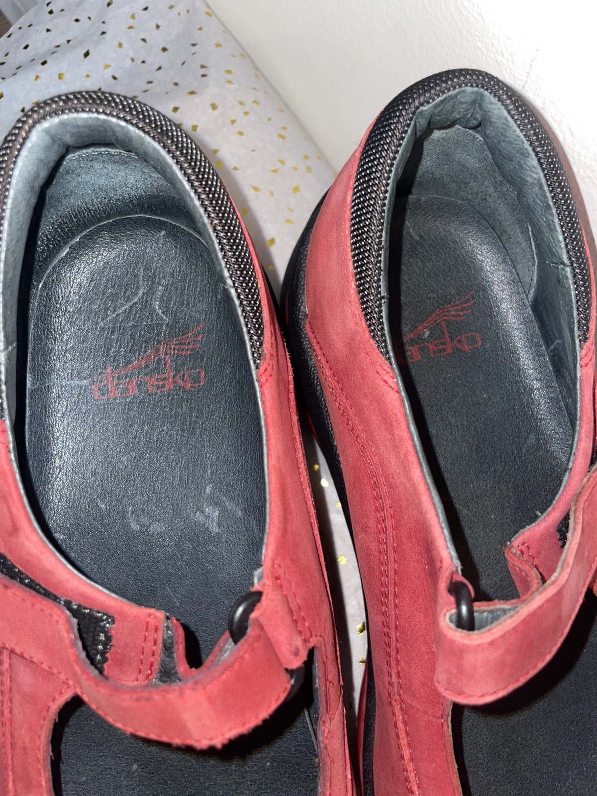 Dansko Women Red Mary Jane Comfort Shoe Size US 7.5/8 EU 38 Suede