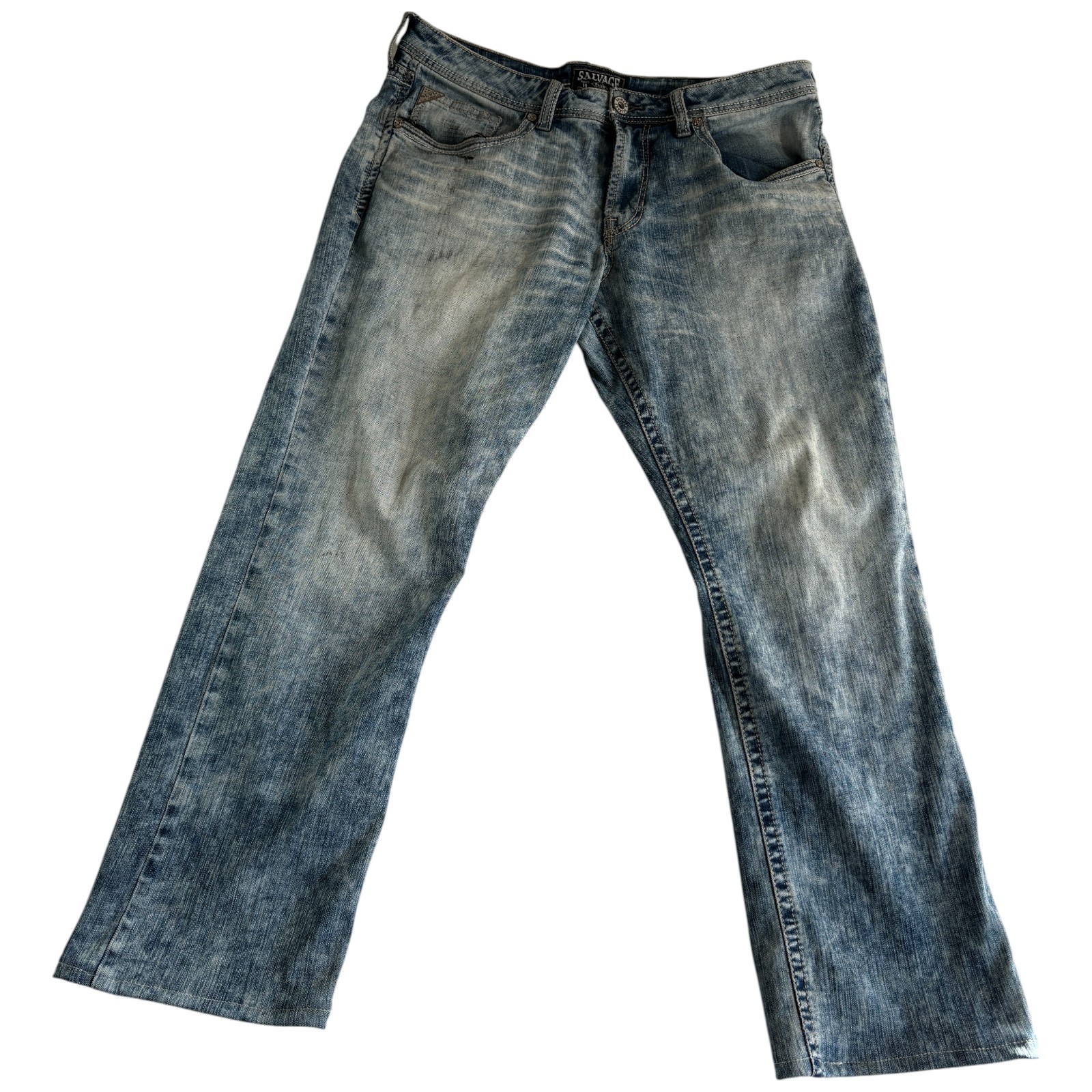 Buckle Salvage Anarchy Straight Relaxed Fit Jeans Mens 36 Large Blue Medium Wash
