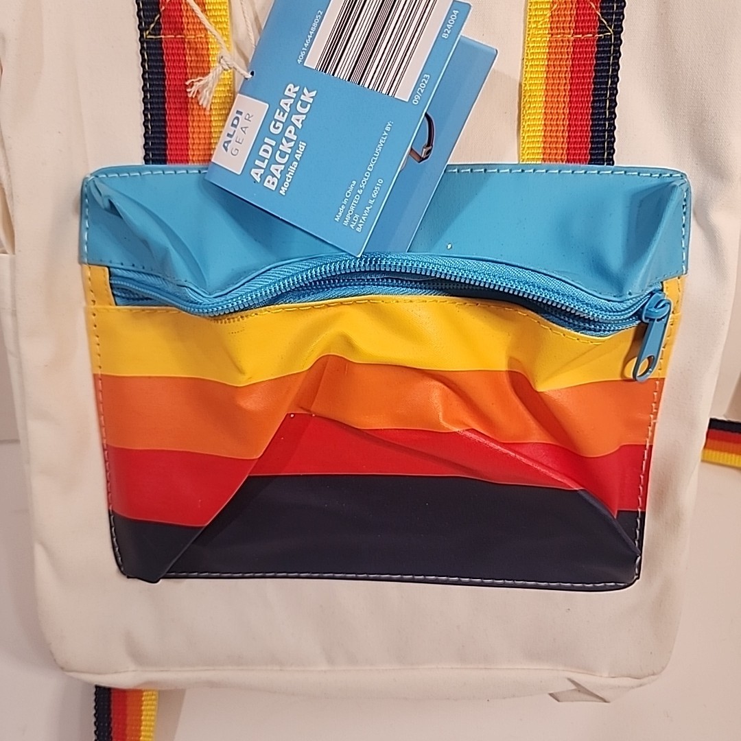 ALDI Gear Backpack Cream Rainbow 09-2023 Release Padded Laptop Inner Sleeve NEW