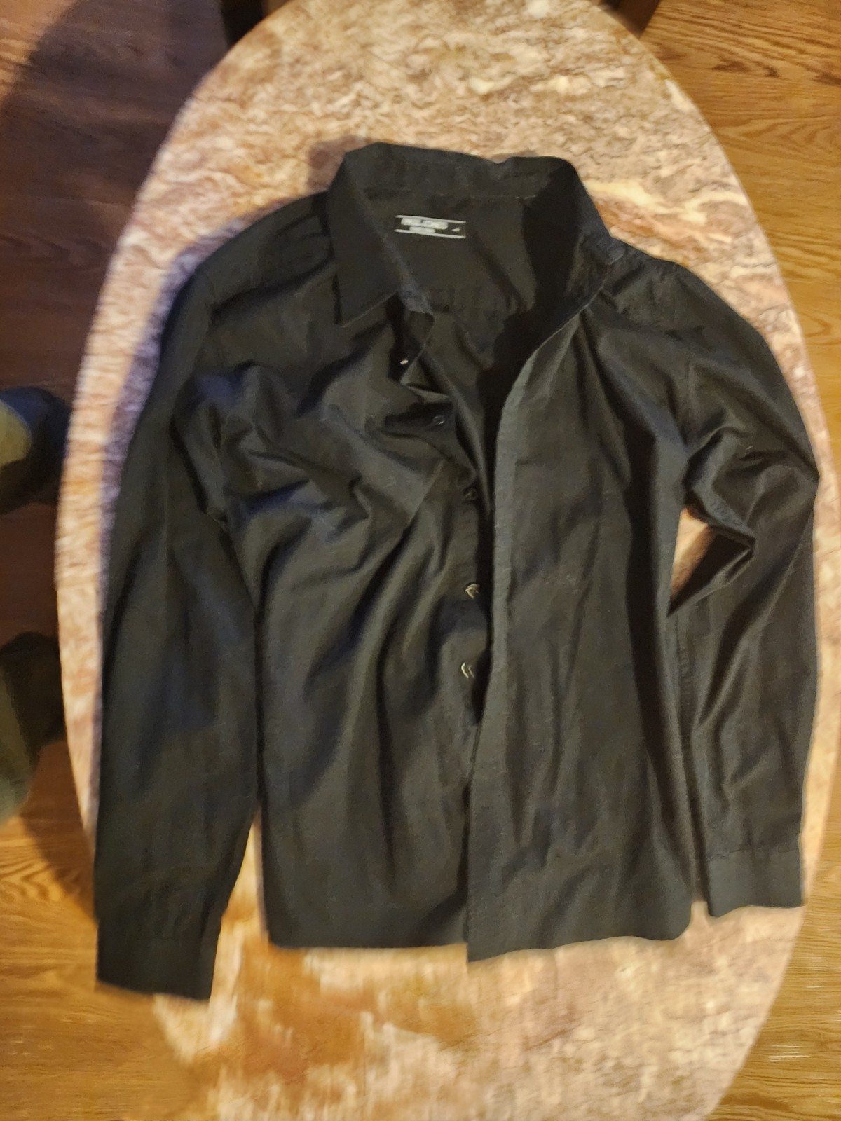 PAUL JONES Men’s M Black Solid Cotton Dress Shirt Long Sleeve Button-Front