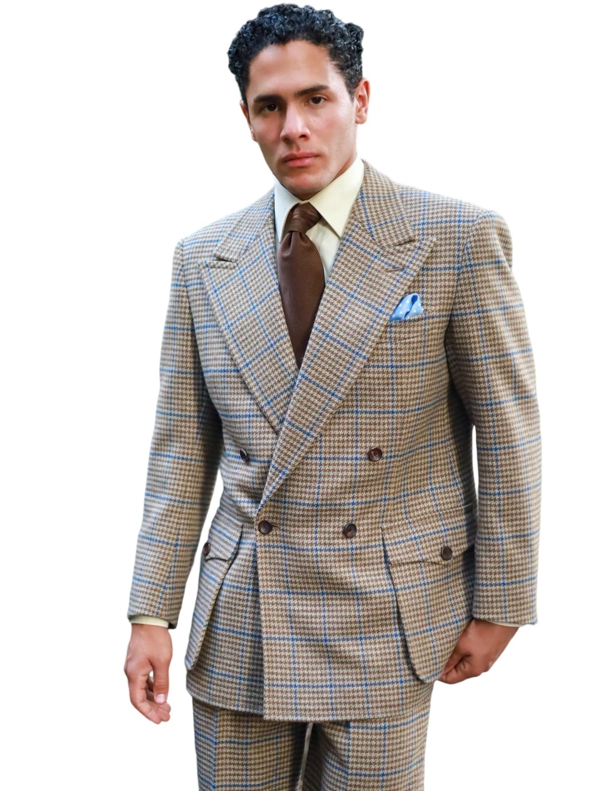 Check Houndstooth Business Mens Suit Regular Fit Notch Lapel Outwear Work Casual