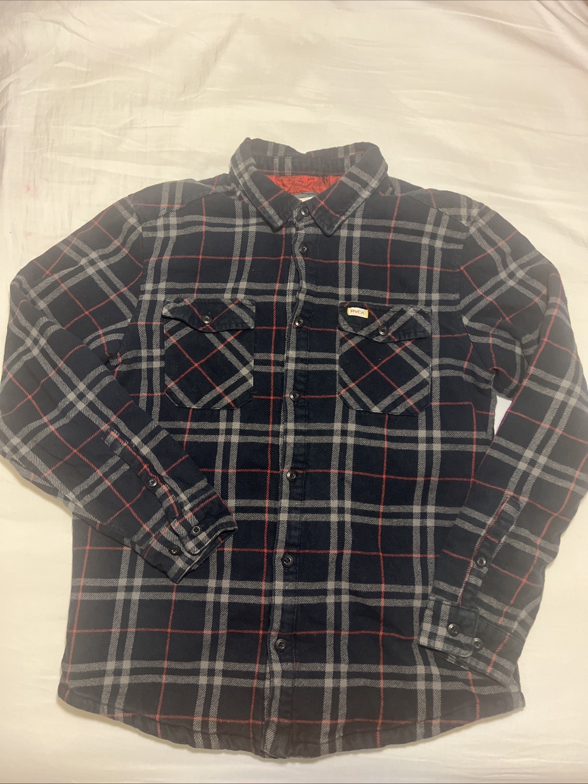 RVCA Andrew Reynolds Collection Blue Plaid Quilted Lined Flannel Shirt Jacket M