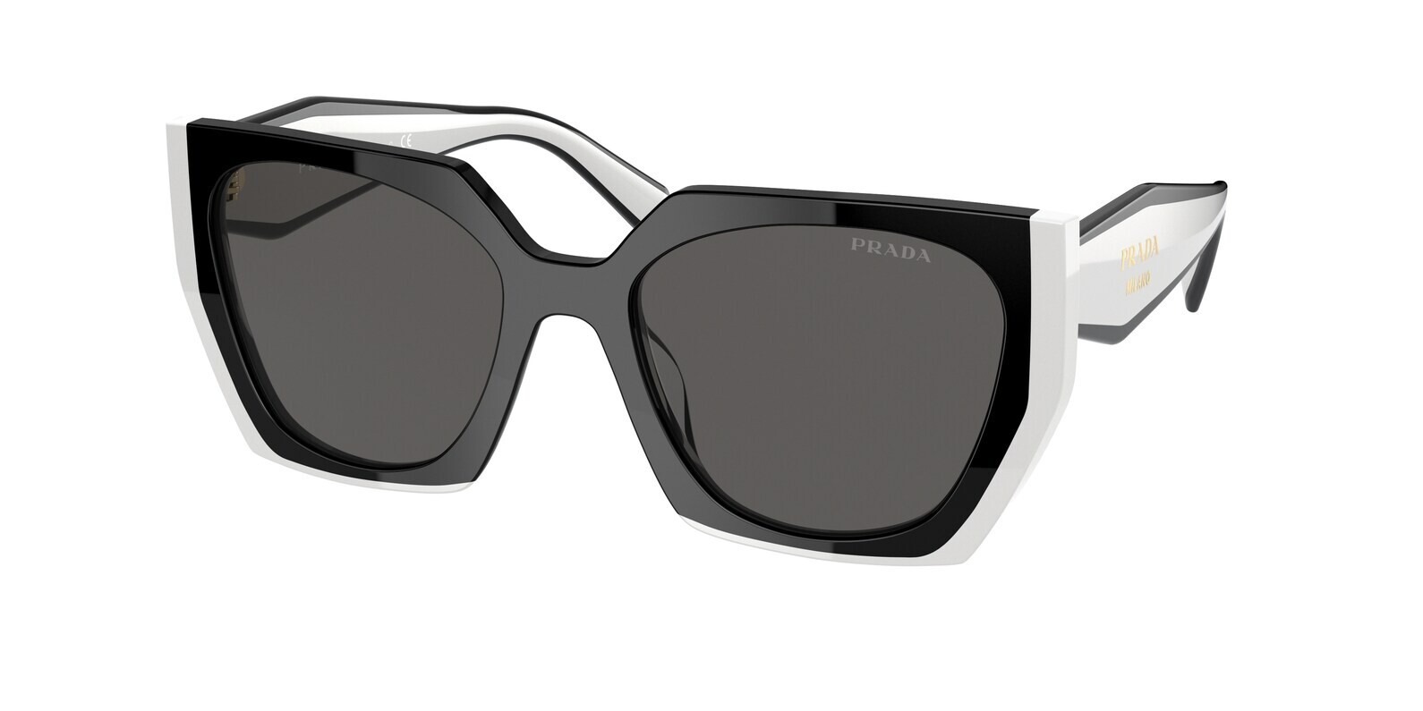 PRADA 0PR15WS 09Q5S0 BLACK WHITE /DARK GREY LENS