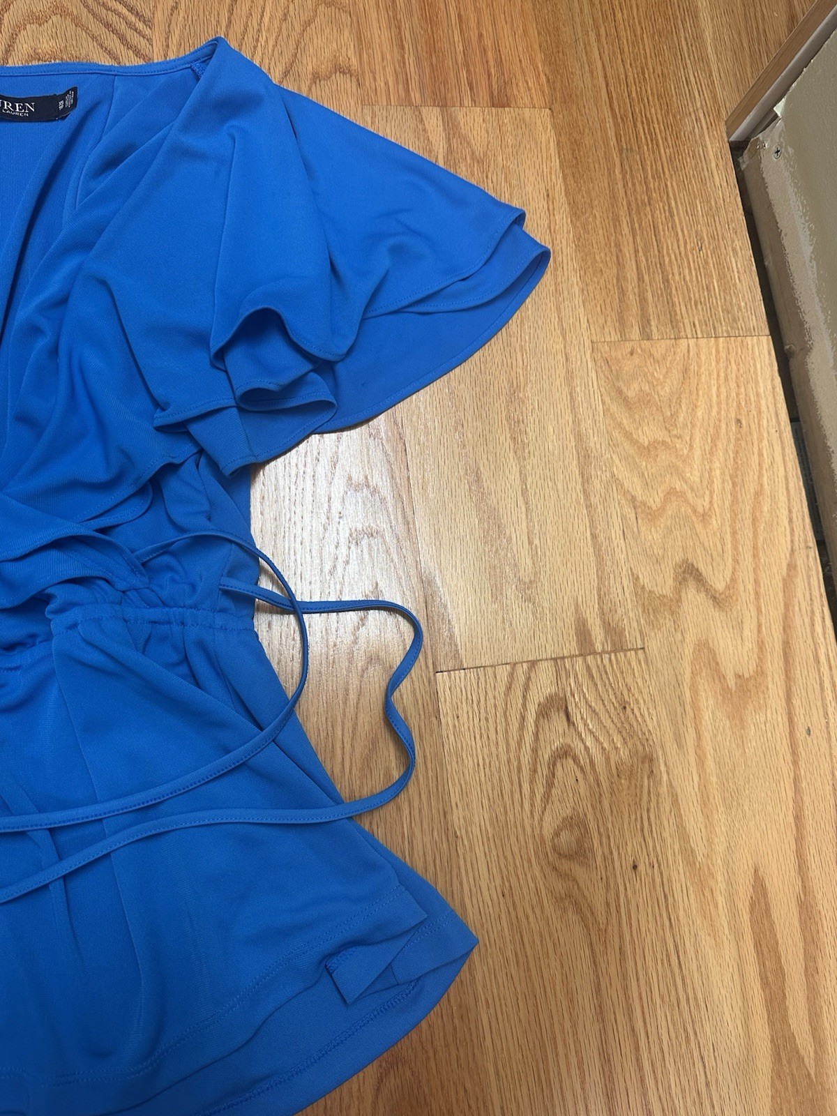 Lauren Ralph Lauren Blue Wrap V-Neck Flutter Sleeve Blouse XS
