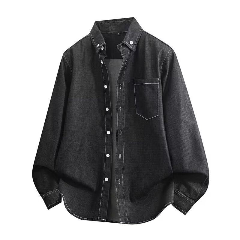 Men’s retro long sleeved casual workwear shirt, outdoor denim shirt