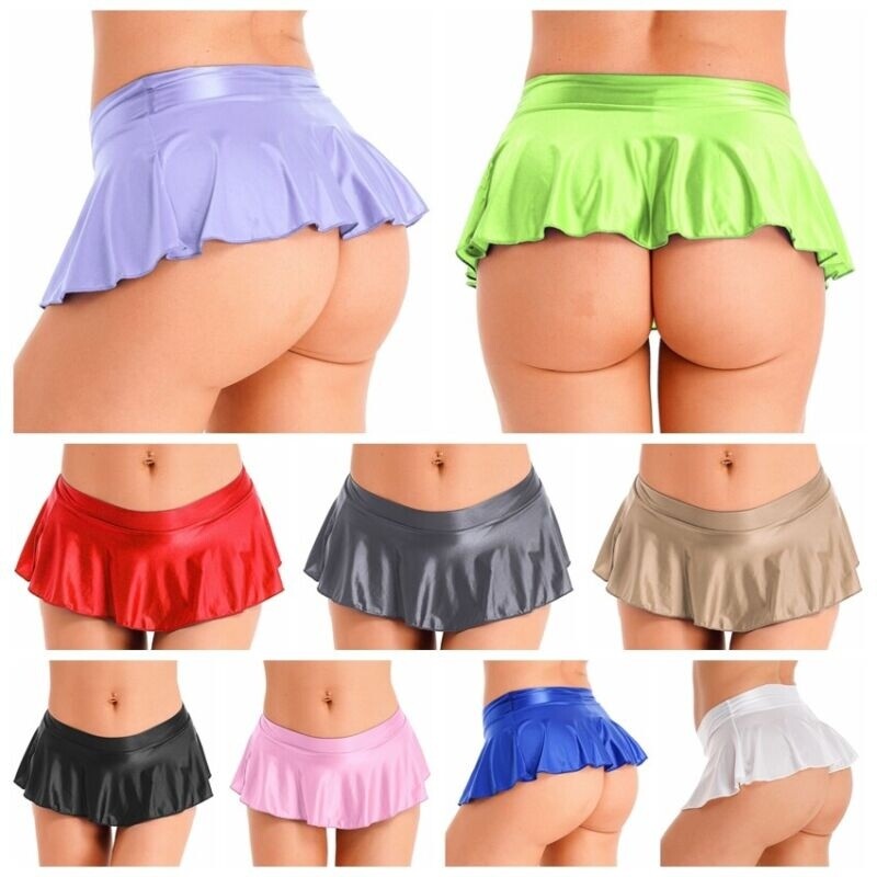 US Womens Miniskirt Mini Nightwear Bottoms Underwear Low Rise Lingerie A-line