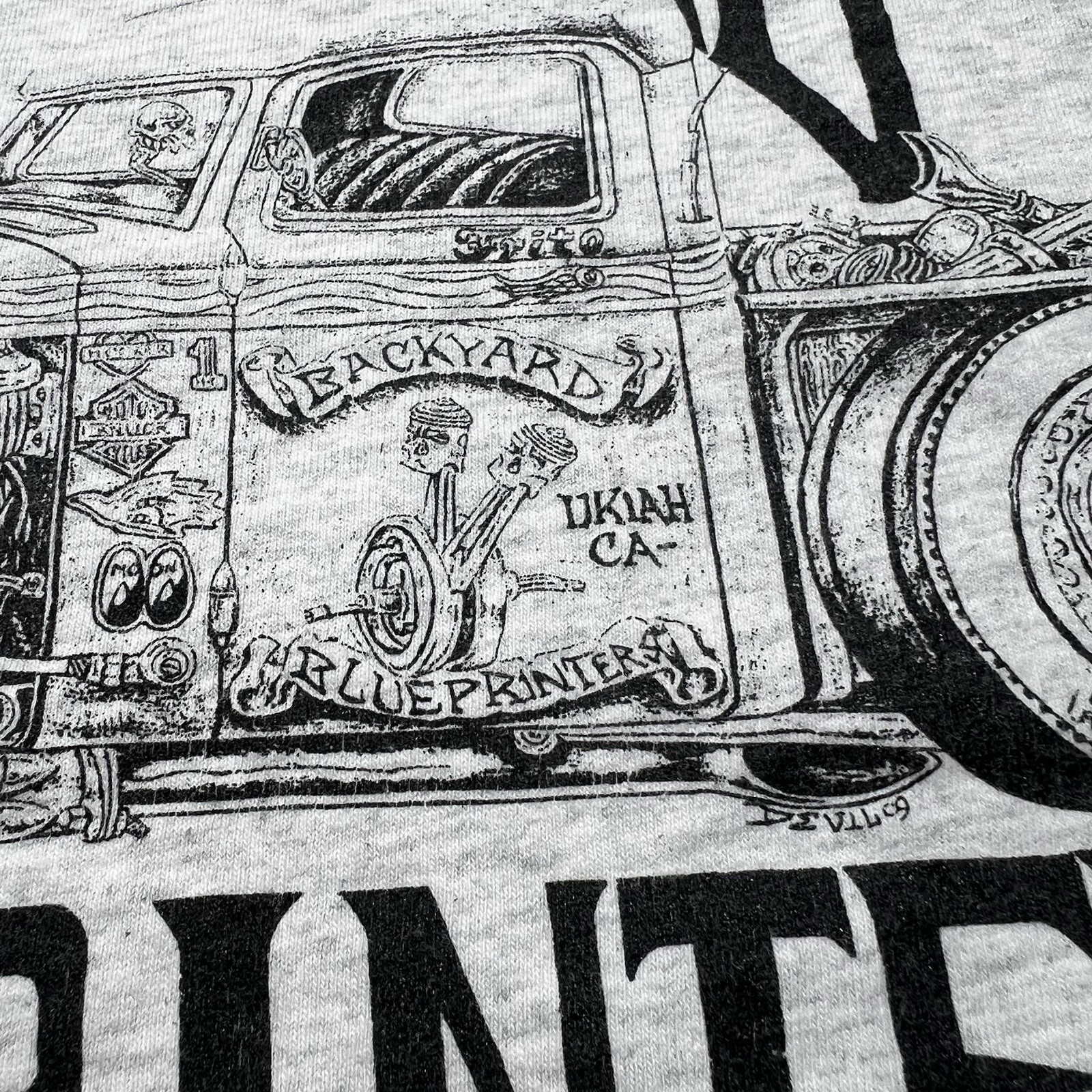 Vintage 90s Backyard Blueprints Hot Rod Custom Traditional Art Car Shirt Size XL