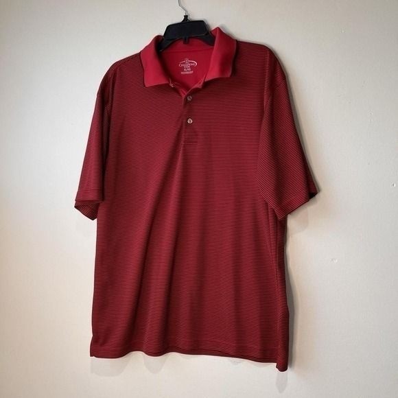 Champions Tour Men’s XL Polo/Golf Shirt Red With Black Stripes 100% Polyester