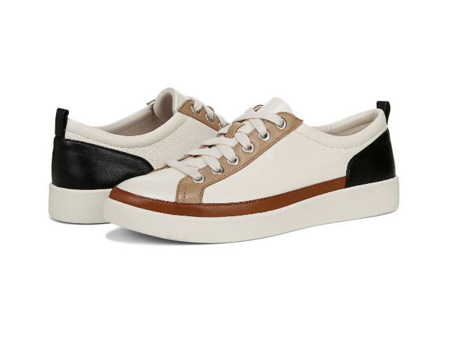 Vionic’s Winny Sneaker, Ivory Black Leather