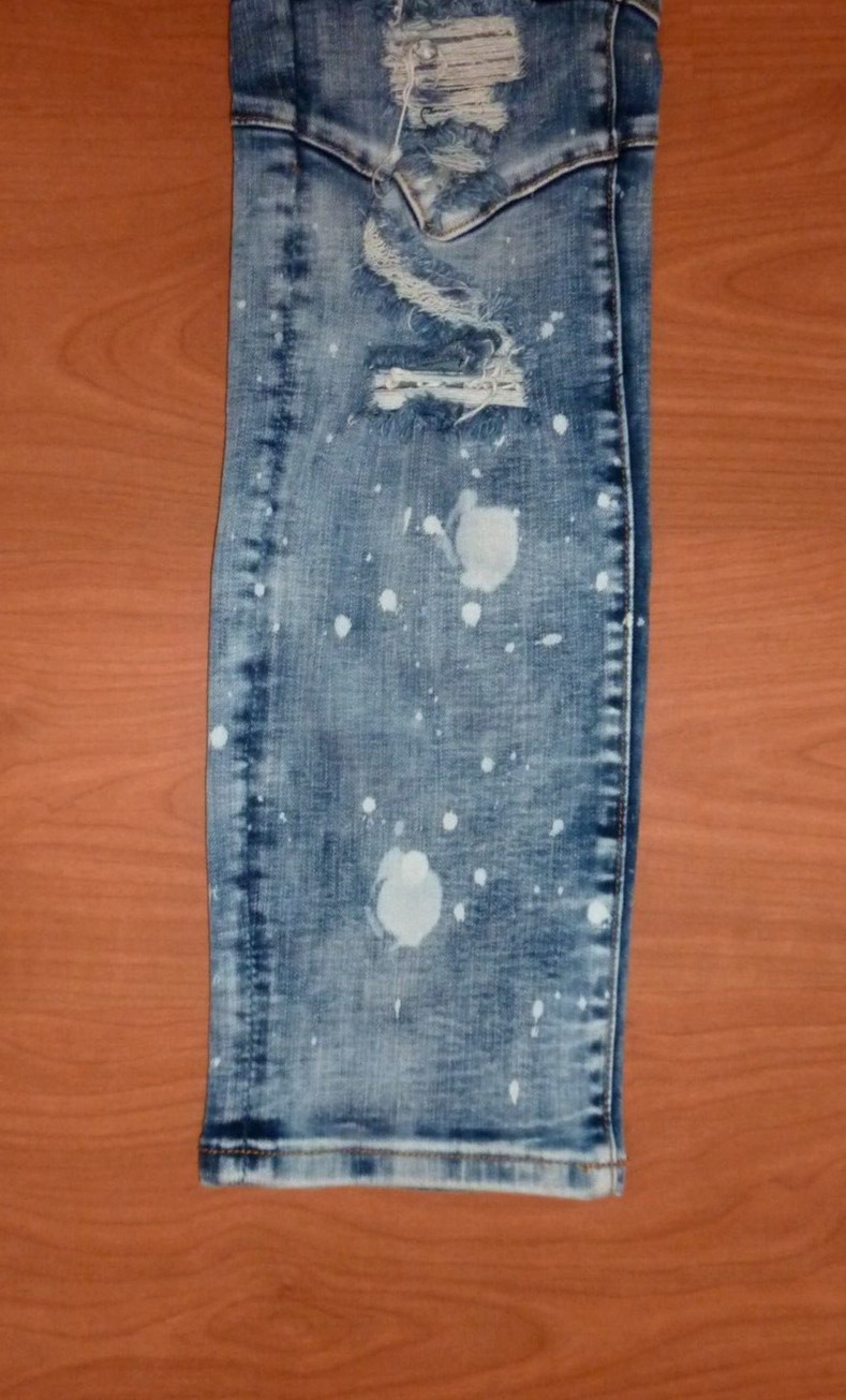 Crysp Denim Moto Biker Men’s Stretch Jeans Sz 36×33 Skinny Distressed Acid Wash