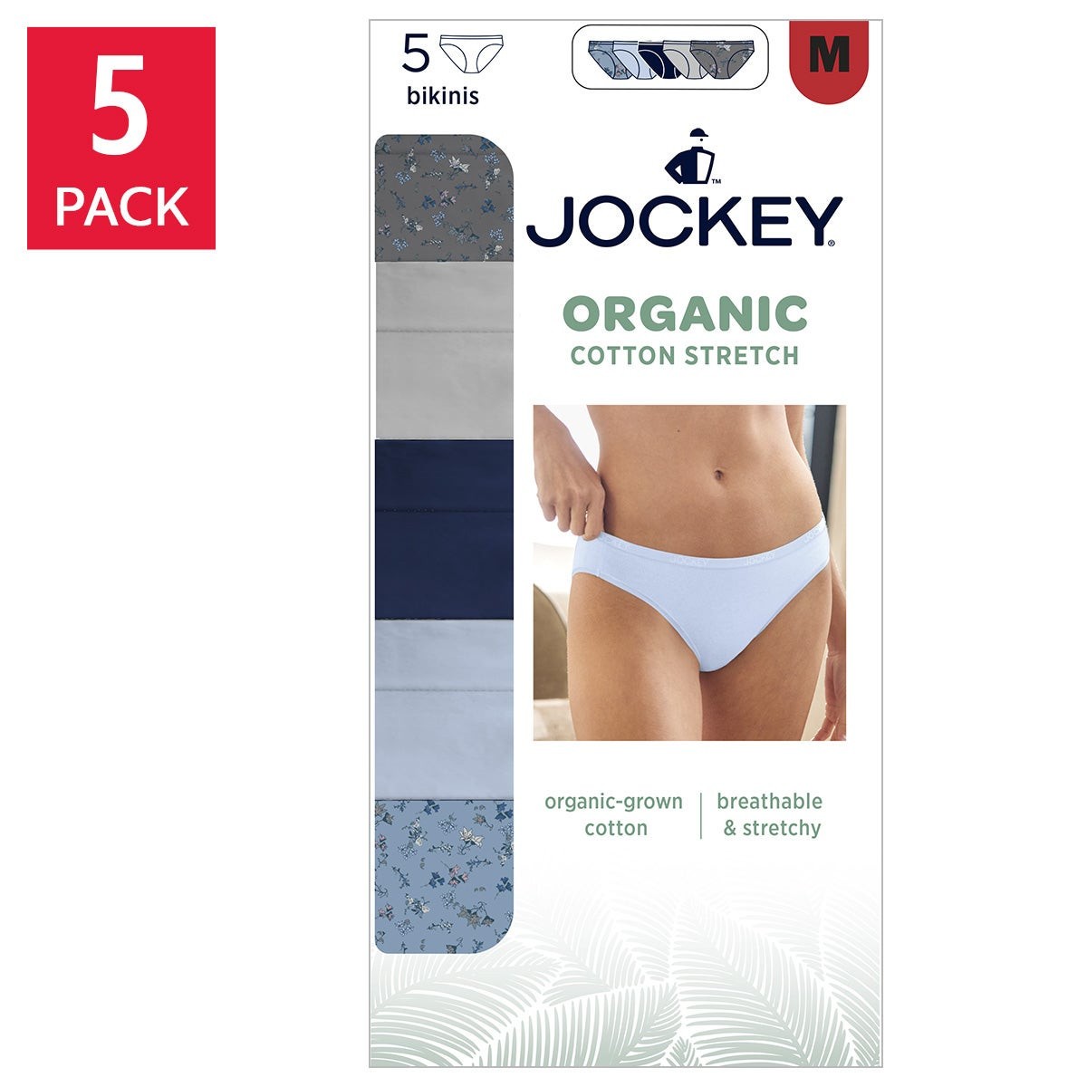 Jockey Women’s Organic Cotton Stretch Bikini 5-Pack
