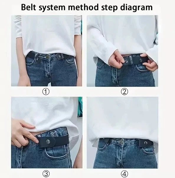 2 Pack No Buckle Elastic Belt Invisible Loop Belt for Jeans Pants