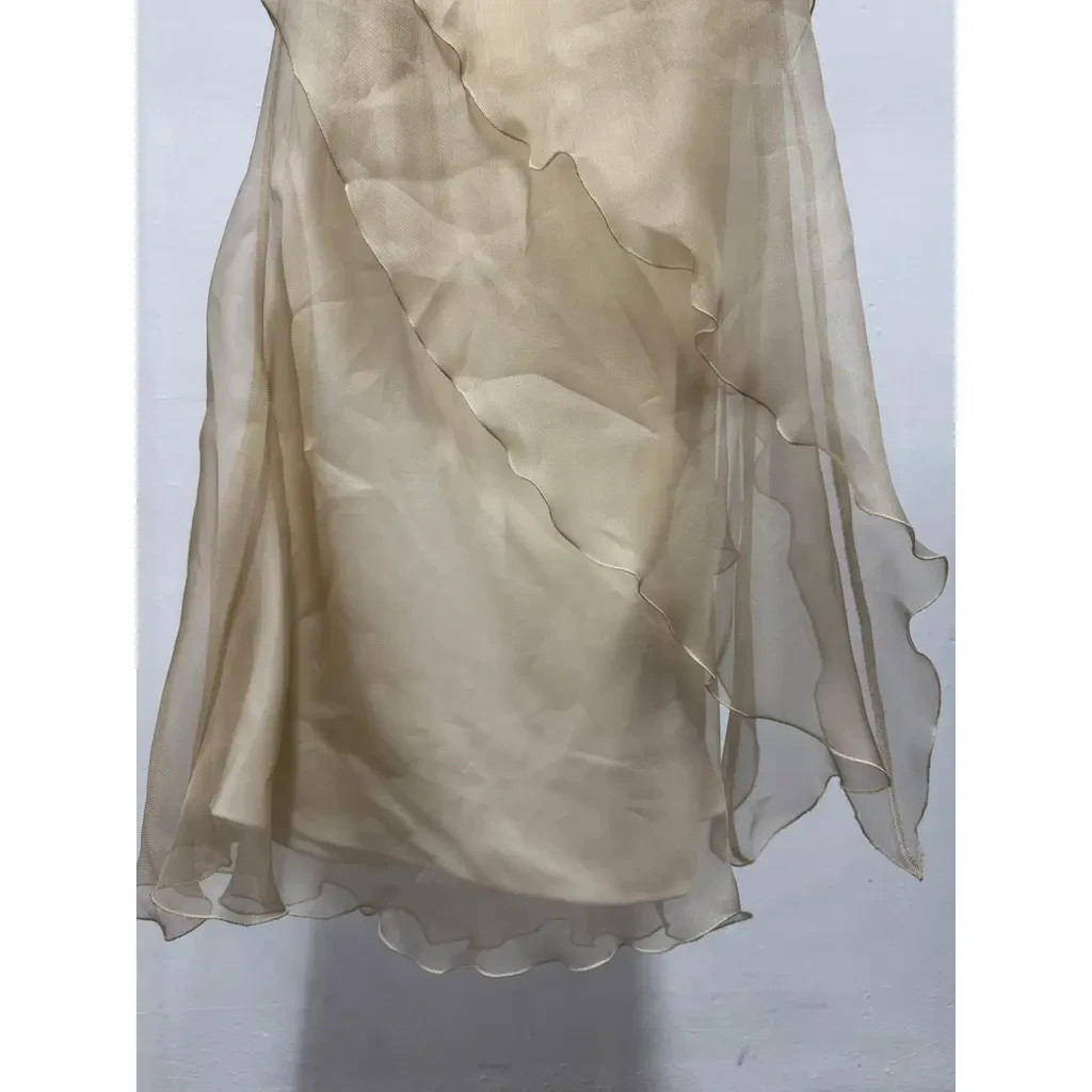 David Fielden Bride Silk Evening Gown Beaded Lace Gold, retail price €3600