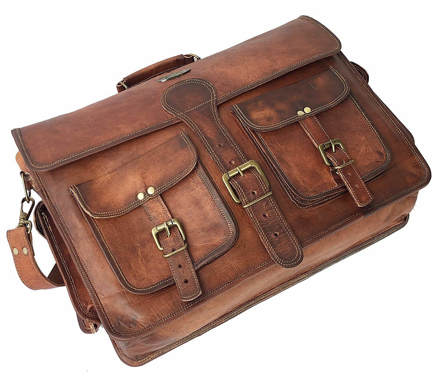 Handmade Men’s Genuine Leather Vintage Laptop Messenger Briefcase Bag Satchel