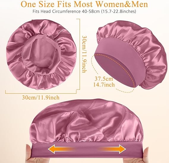Satin Bonnet Silk Hair Bonnet Adjustable Bonne for Sleeping with Tie Band LOT