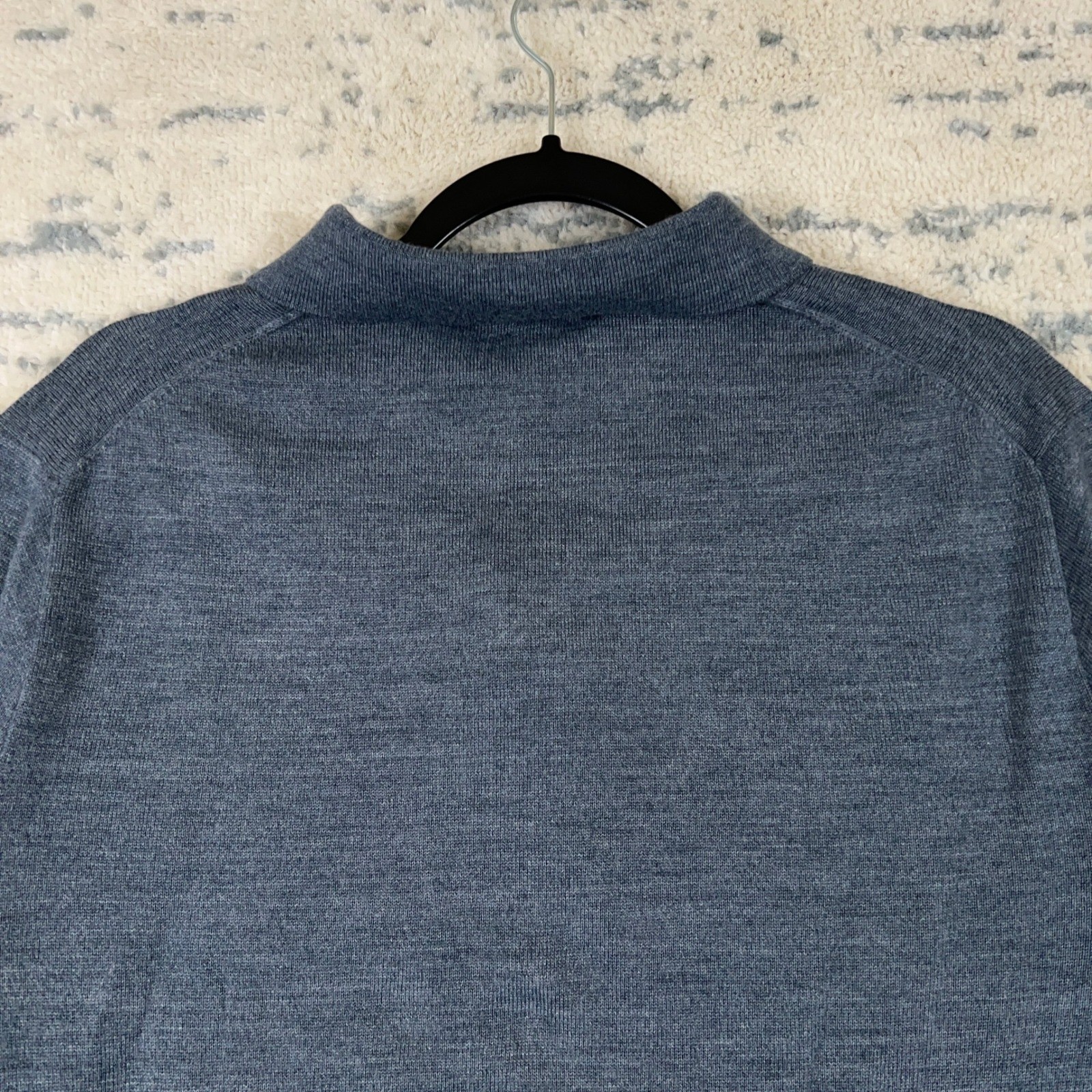 J.Crew Mens Merino Wool Blend Long Sleeve Polo Sweater Blue Grey XL BK247 FA24