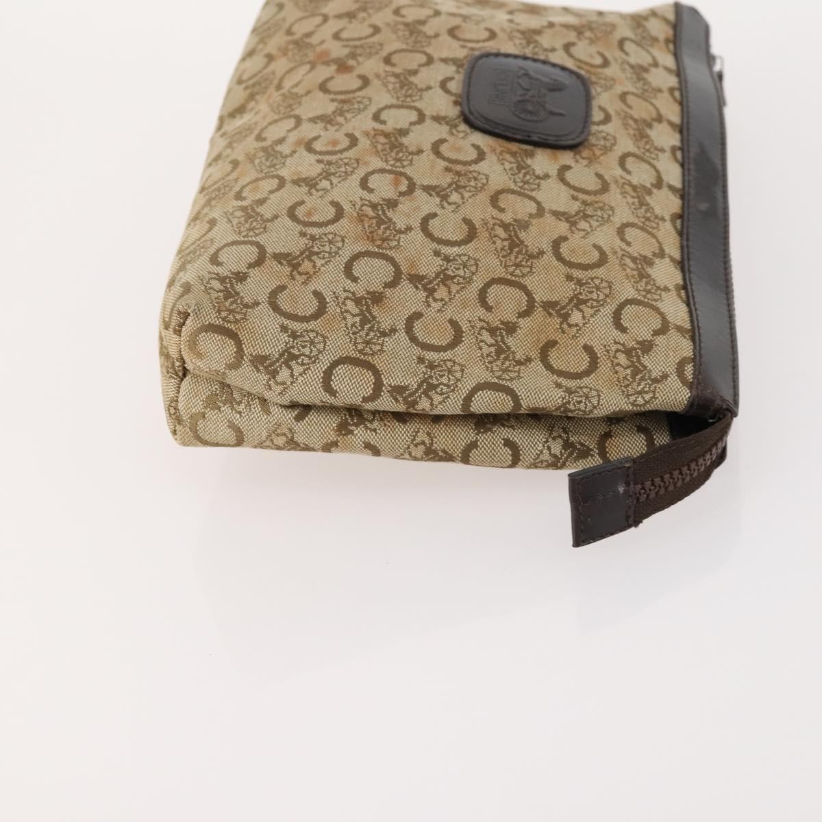 CELINE Macadam Canvas C Macadam Canvas Pouch PVC 3 Set Beige Brown Auth fm5234