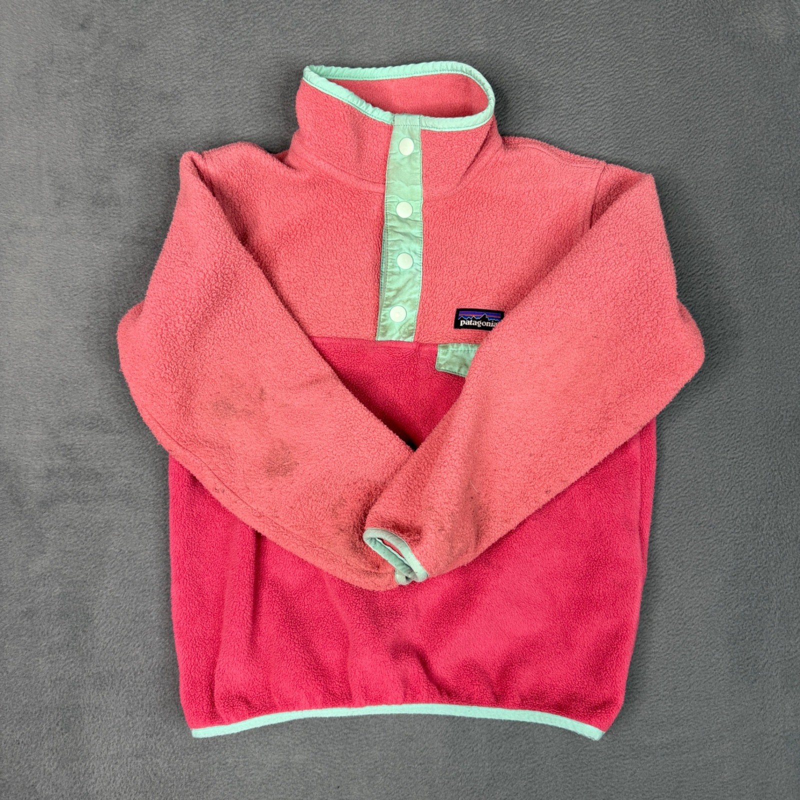 Patagonia Kids Synchilla Snap-T Fleece Pullover Pink Mint XS 5-6 65546 SP19