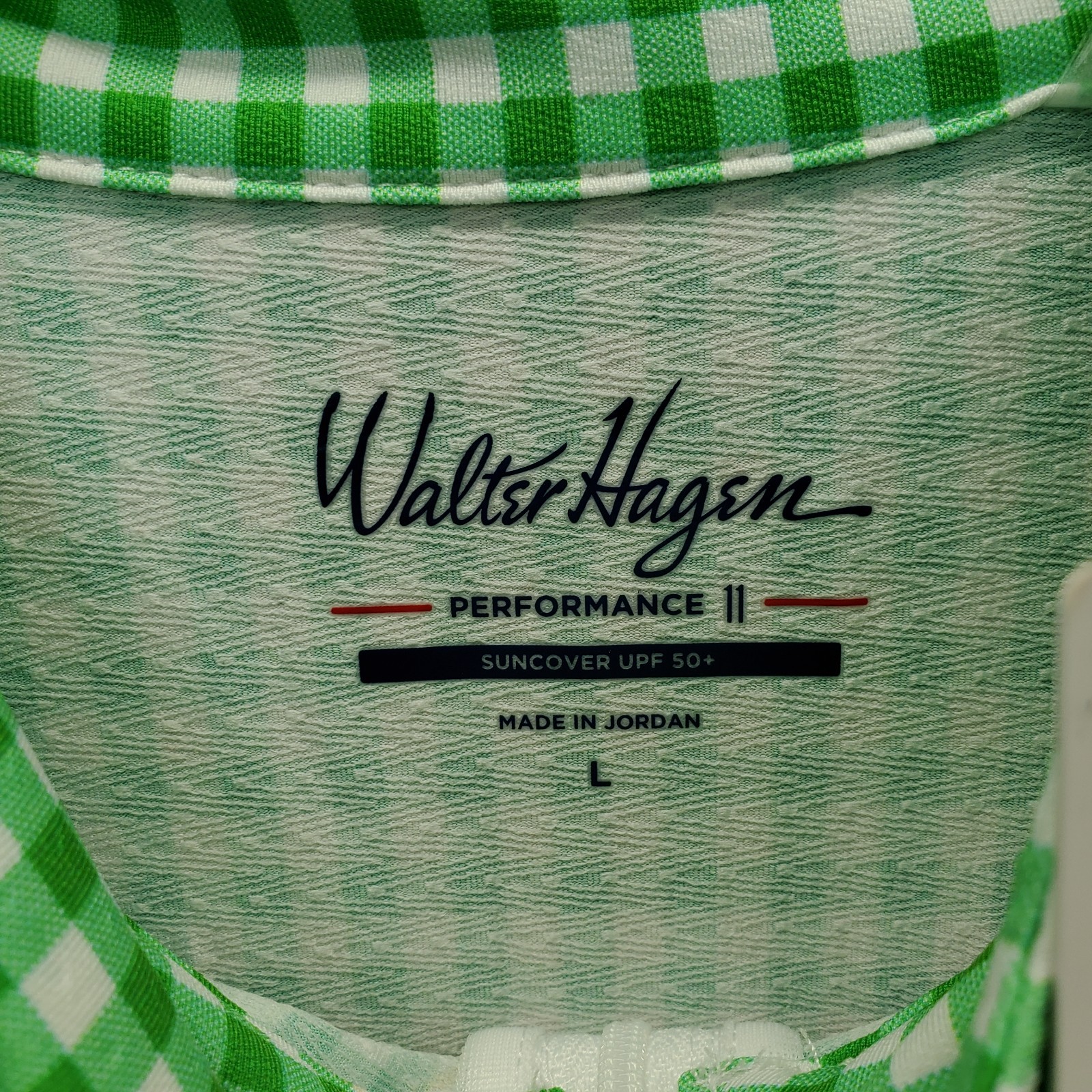 Walter Hagen Performance 11 1/4 Zip Pullover Women L Multi Plaid Stretch UPF 50+