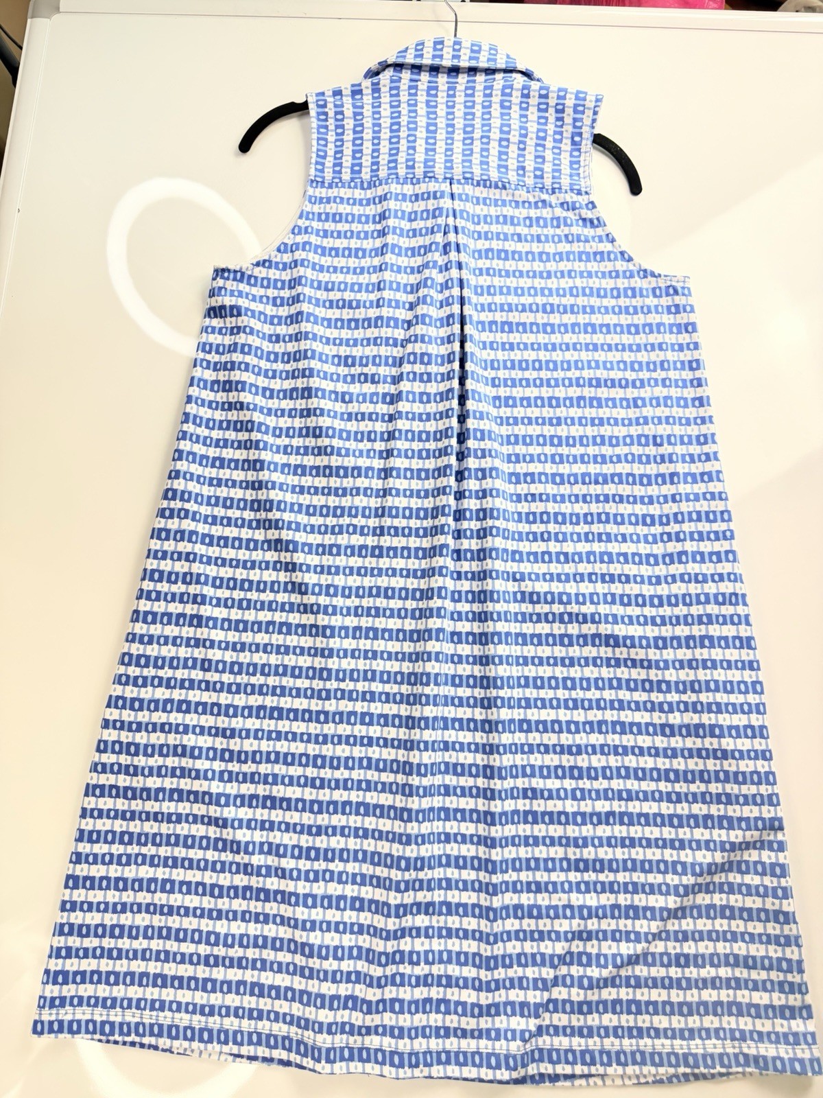 J Mclaughlin Negin Dress in Aberdeen Geo Size M Preppy Nautical Costal Stretch