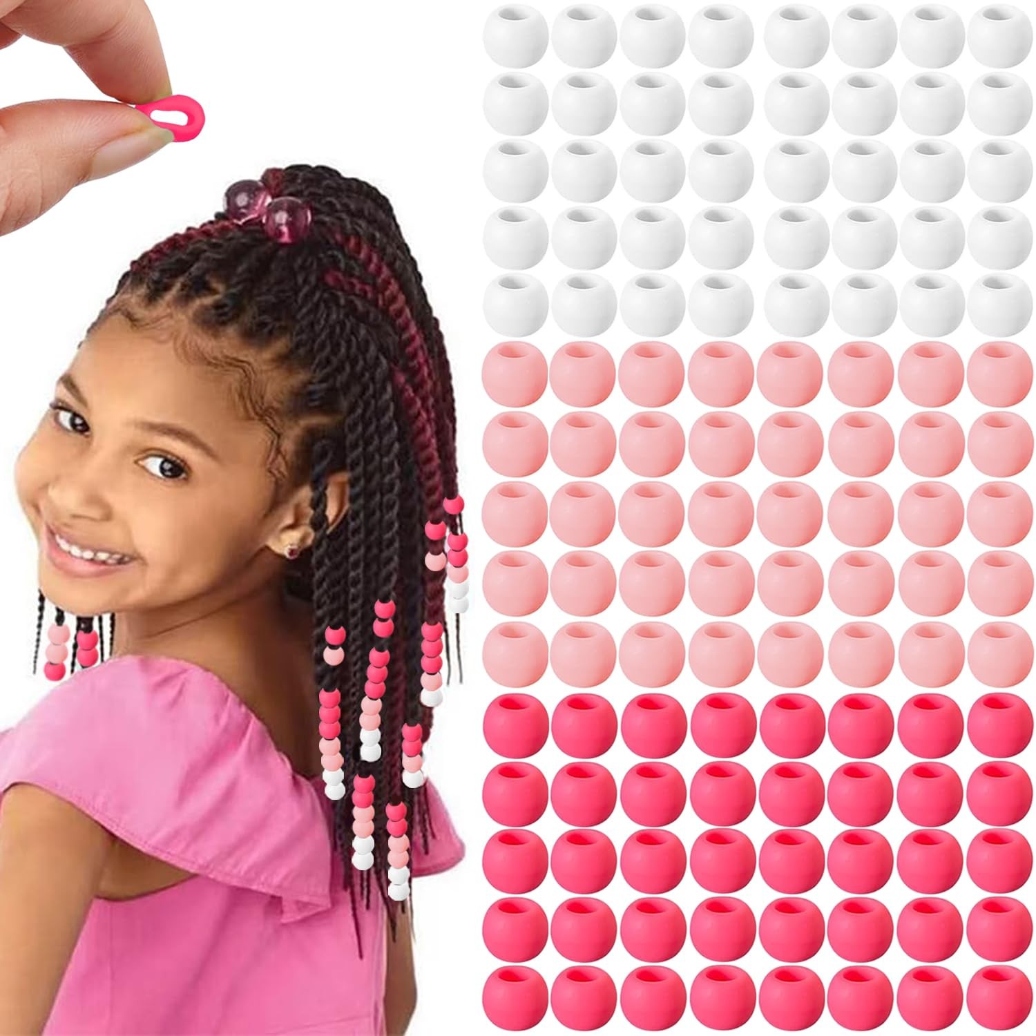 120 Pcs Silicone Hair Beads for Women Girls Braids, Soft Colorful Pony Beads …
