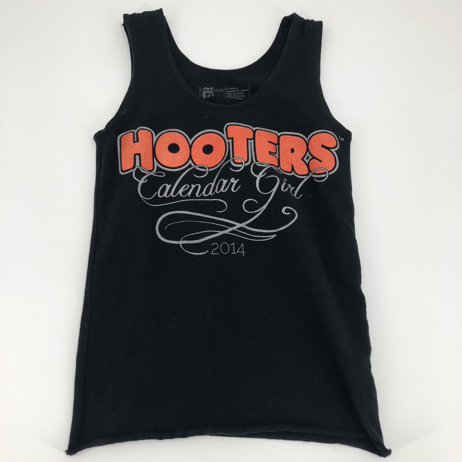 Rare 2014 Hooters Calendar Girl XSmall Black Tank Top Uniform Halloween Costume