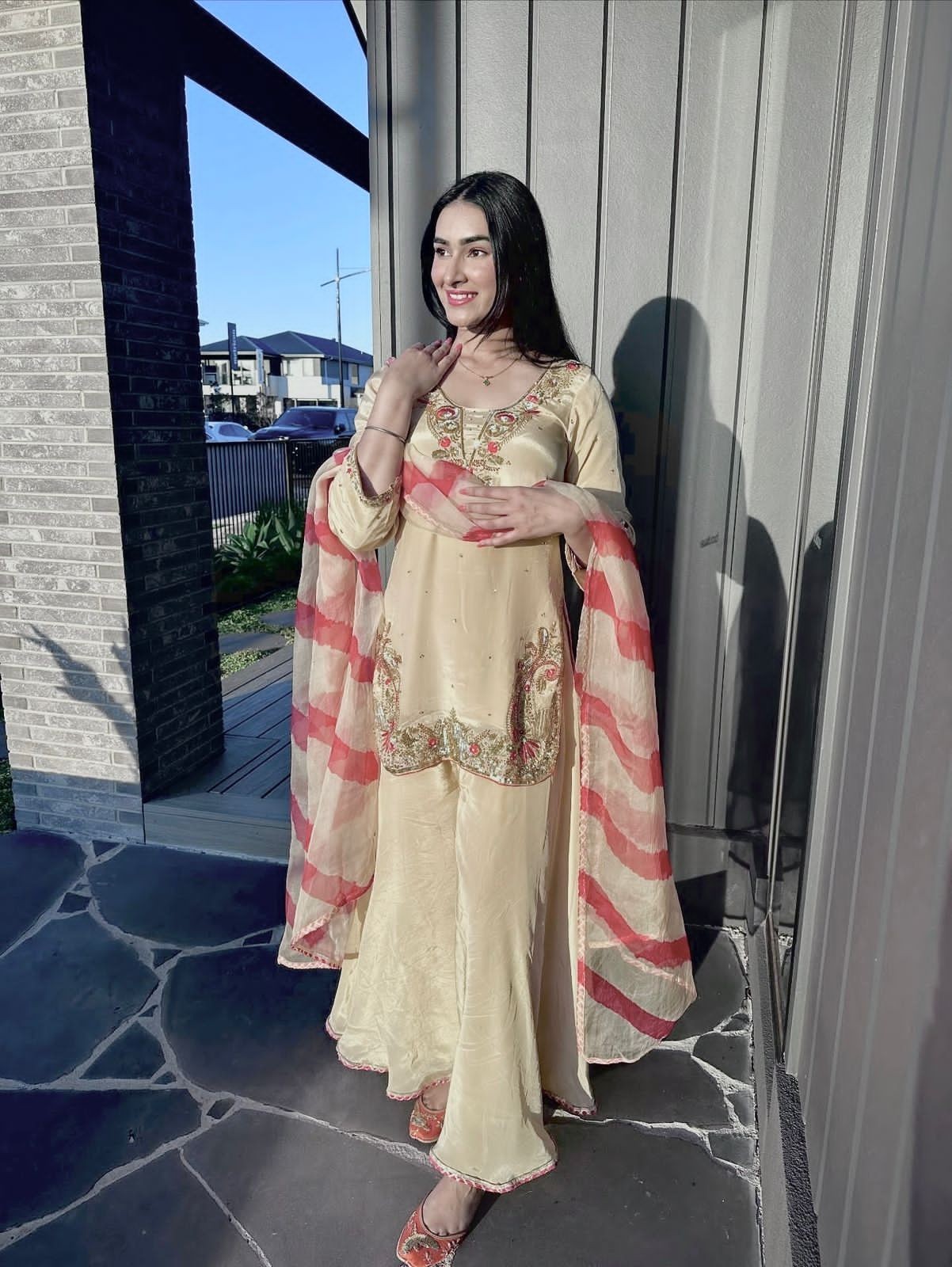 INDIAN SALWAR KAMEEZ PAKISTANI WEDDING PARTY DRESS WEAR BOLLYWOOD SUIT SHARARA